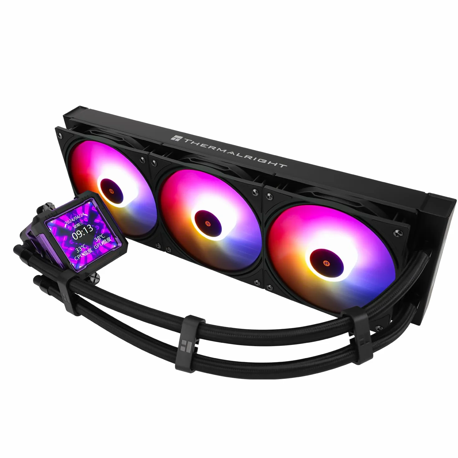 TR FW PRO 360 ARGB czarny CPU AIO Cooler IPS LCD ekran 320x320 2,73" chłodzenie wodą do AM5 Intel 1700/1851