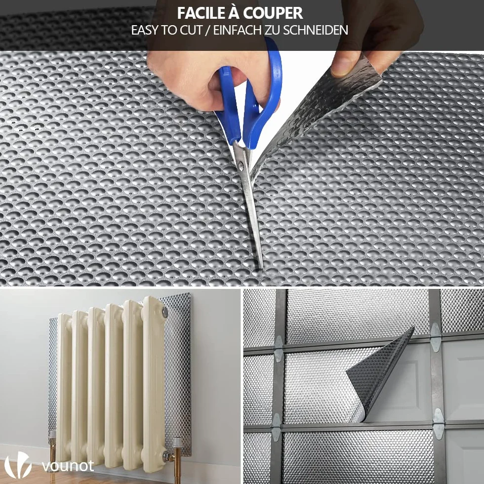 VOUNOT Izolacja Termiczna z Folii Aluminiowanej z Bąbelkami Dwustronnie 3 mm Odporna do Reflektora Chłodnicy Ciepła i Ochrony Przed Zimnem, Idealna do Okna, Samochodu, Chłodnicy 1 x 20M