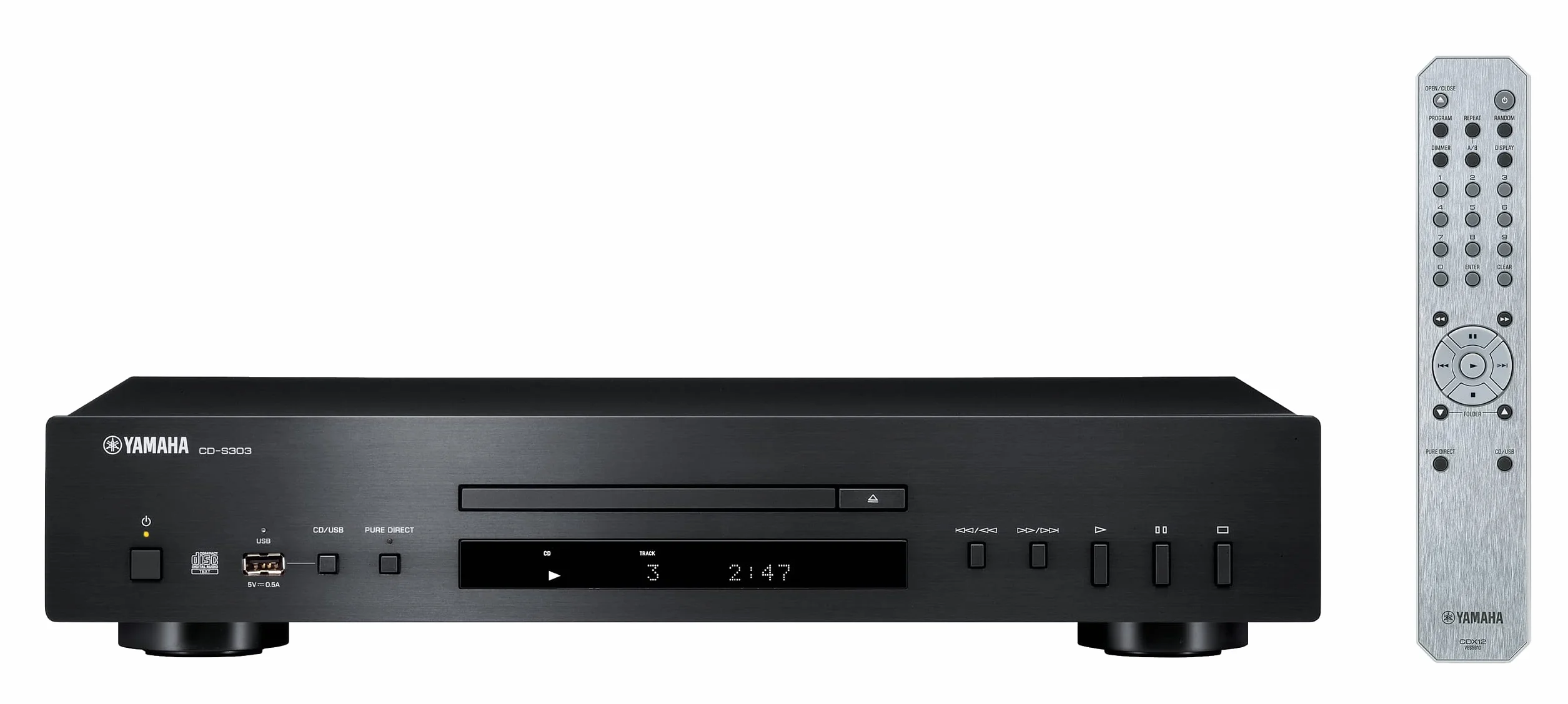 Yamaha CD-S303 odtwarzacz CD 192 kHz/24-bit DAC Pure Direct USB High Res czarny
