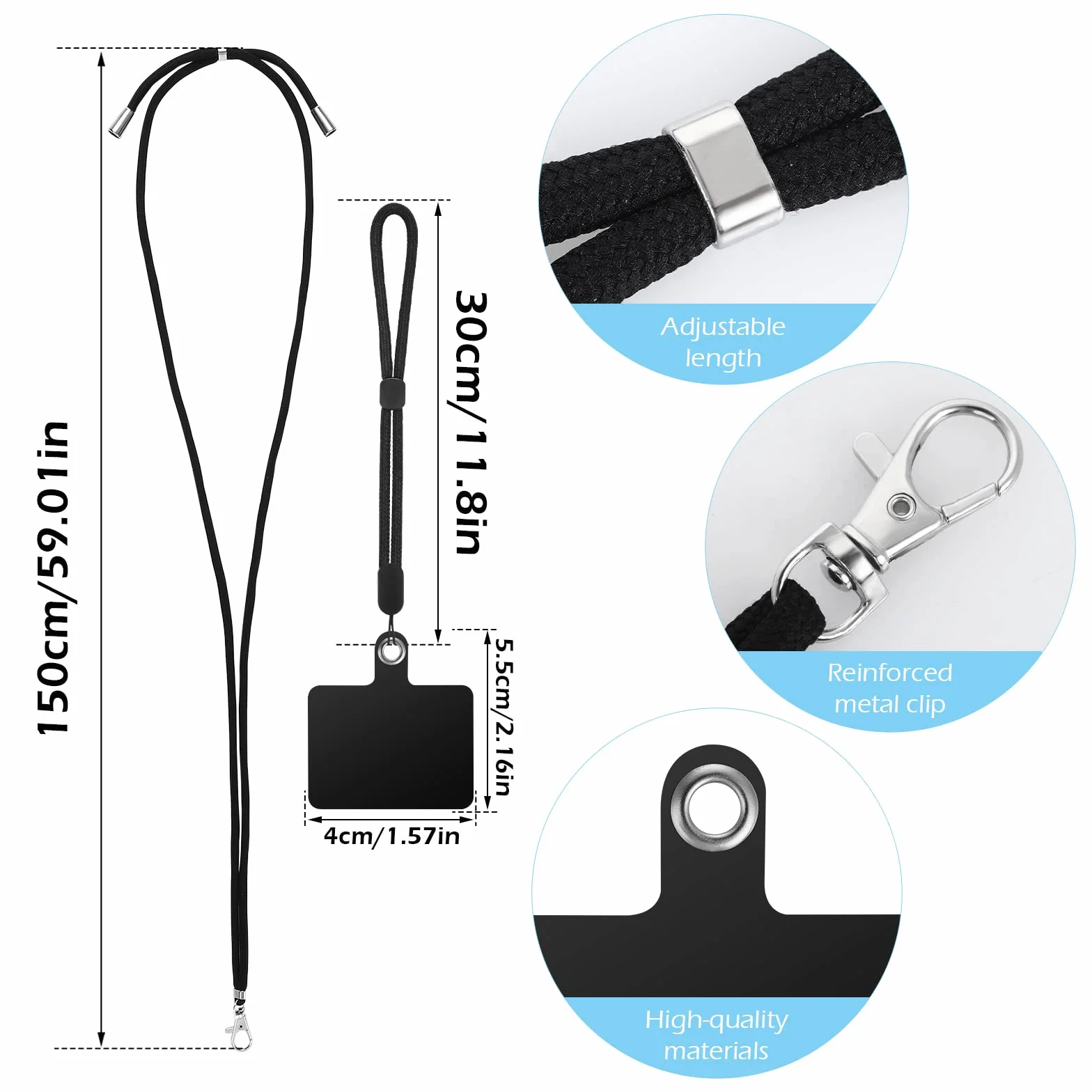 cobee Smycz do telefonu komórkowego, 2 szt. smyczy na szyję + 2 szt. paska na nadgarstek + 6 szt. zakładek na uwięzi do telefonu, nylonowa smycz crossbody, paski na nadgarstek z PCW dla ochrony przed