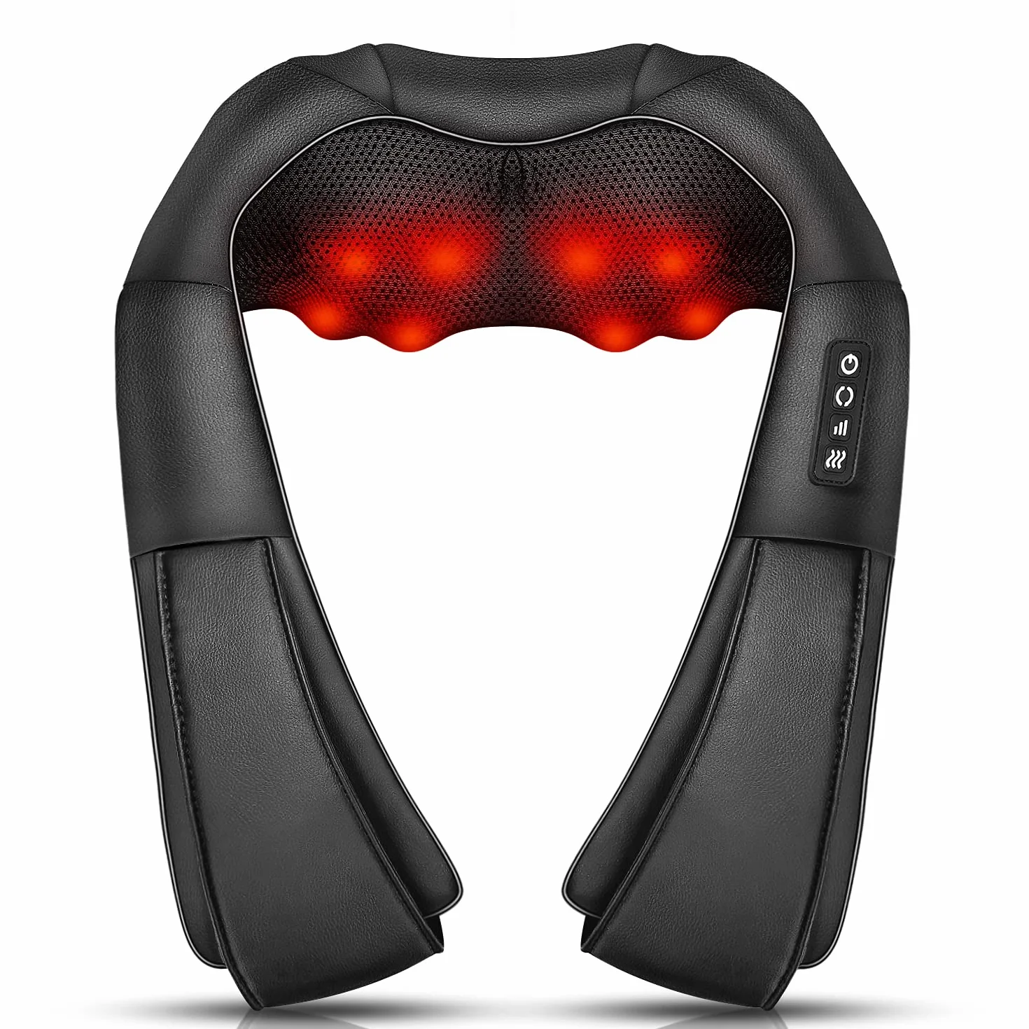 Masażer szyi, głębokie tkanki, ugniatanie 3D, marki iKristin, przenośny, z ciepłem, masażer Shiatsu do szyi, pleców, ramion, stóp i nóg, wygodne prezenty dla kobiet i mężczyzn (czarny)