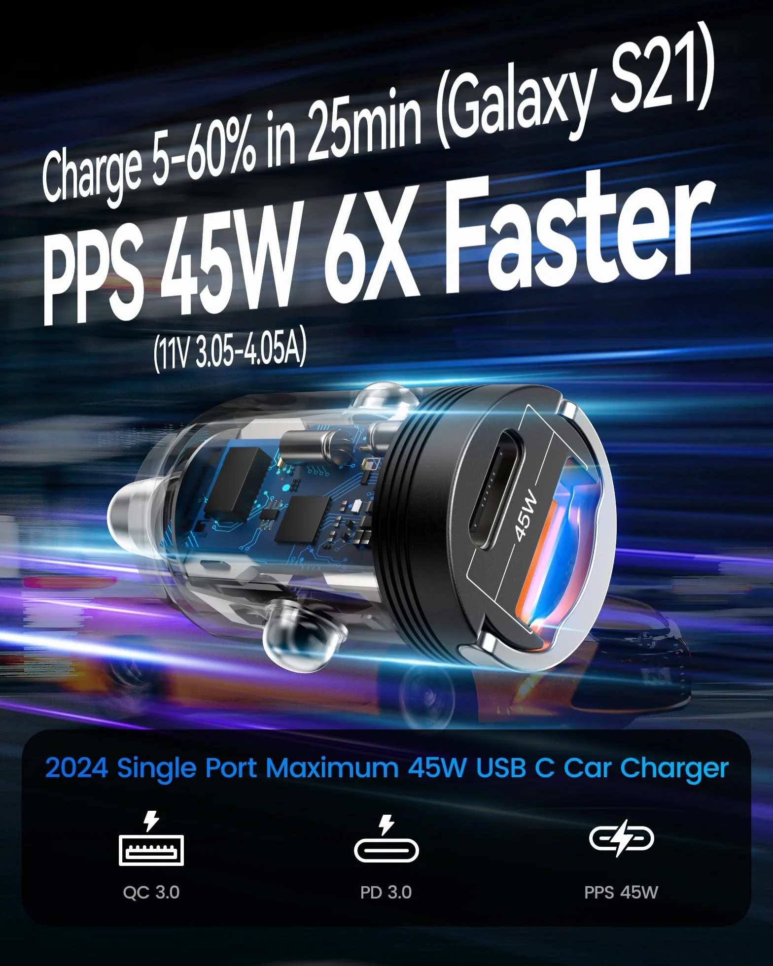 Ładowarka samochodowa USB C PD PPS 45W QC 3.0 szybka ładowarka mini metalowa do iPhone 14 13 12 Pro Max Samsung Huawei