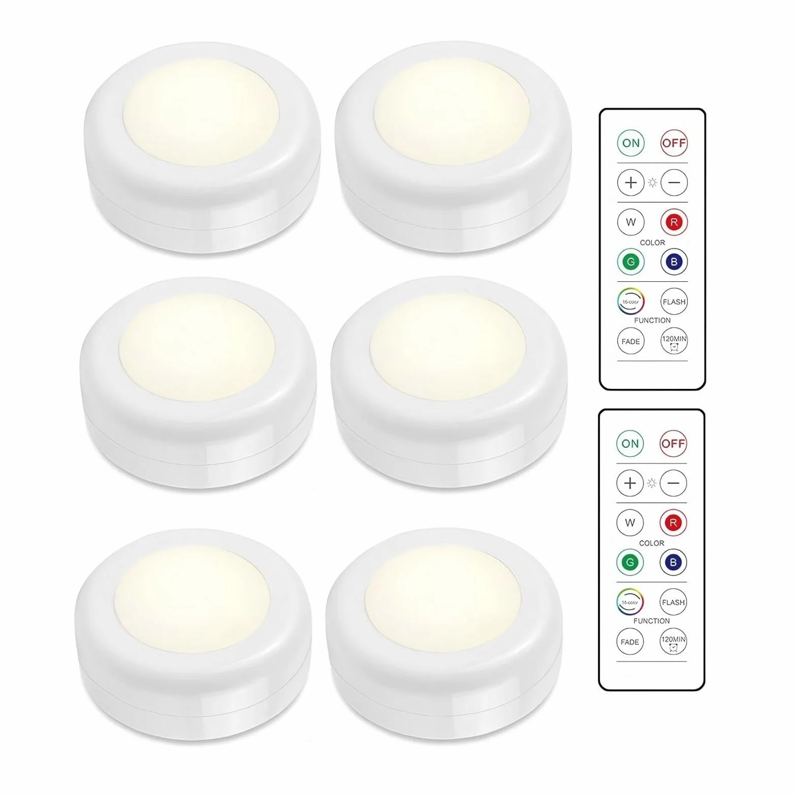 INF LED Reflektor RGB z pilotem zdalnego sterowania, 16 kolorów LED lampka nocna, zasilane bateryjnie lampki do szafy, oświetlenie ściemniane, na schody, 6 sztuk