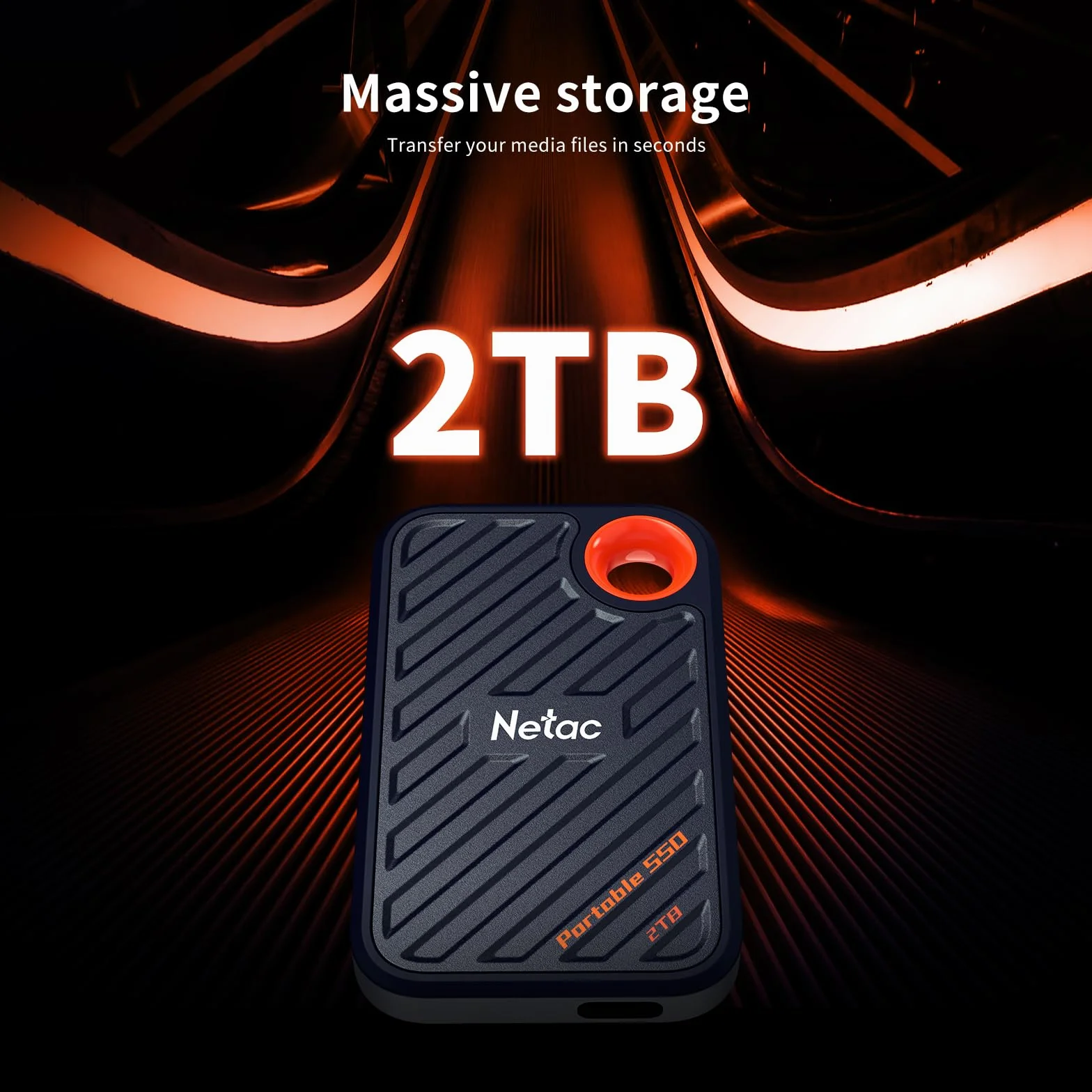 Netac ZX20 przenośny dysk SSD 2 TB, przenośny, 2 TB (do 2000 MB/s odczytu i zapisu, odporny na wstrząsy, szyfrowanie AES, odporny na wodę i kurz), szary