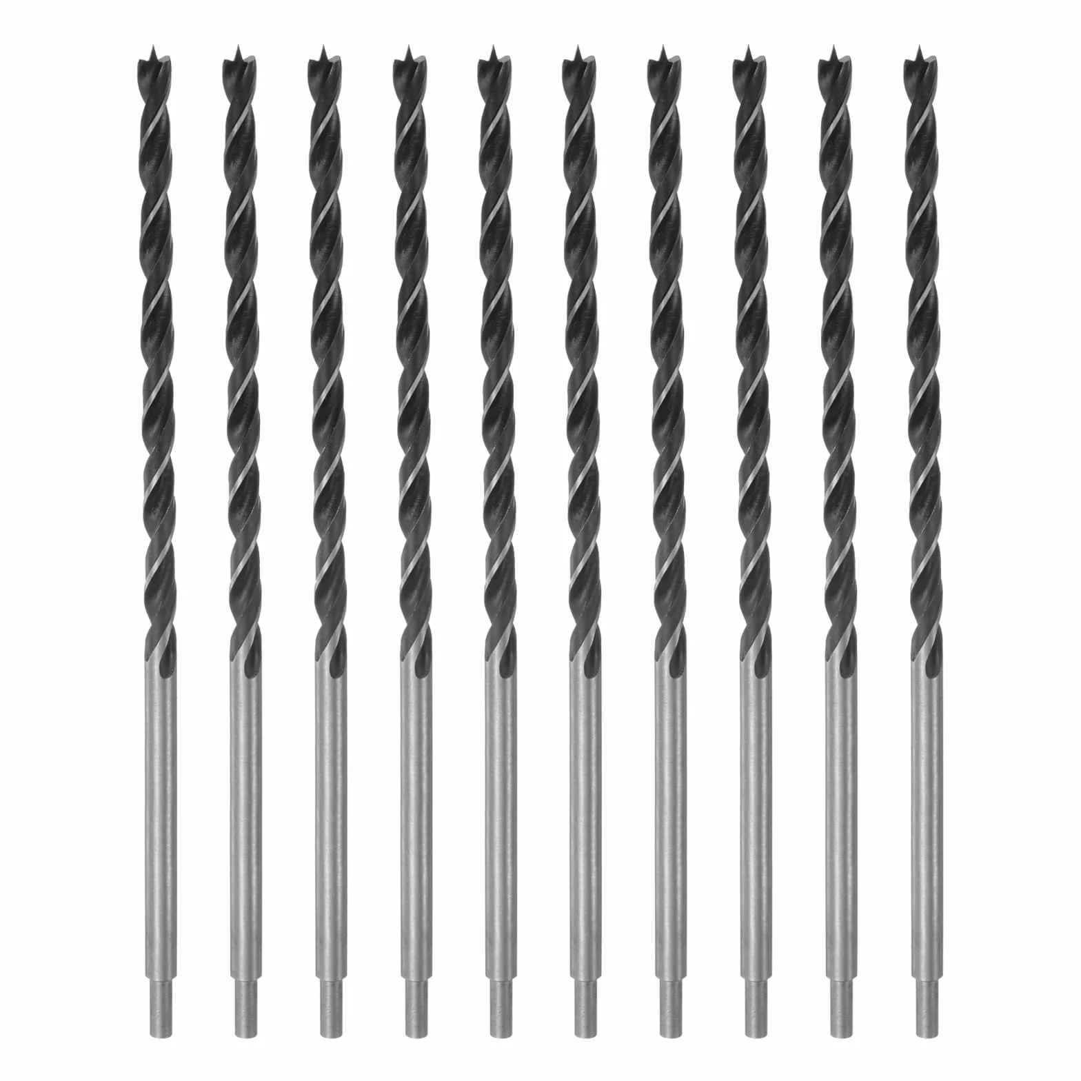 QUARKZMAN 10 szt. Wiertło Brad Punkt 14 mm / 0,6" Dia, Wiertła spiralne metryczne Brad Point z prostym chwytem do stolarki, drewna, tworzywa sztucznego, gumy, czarne 300 mm