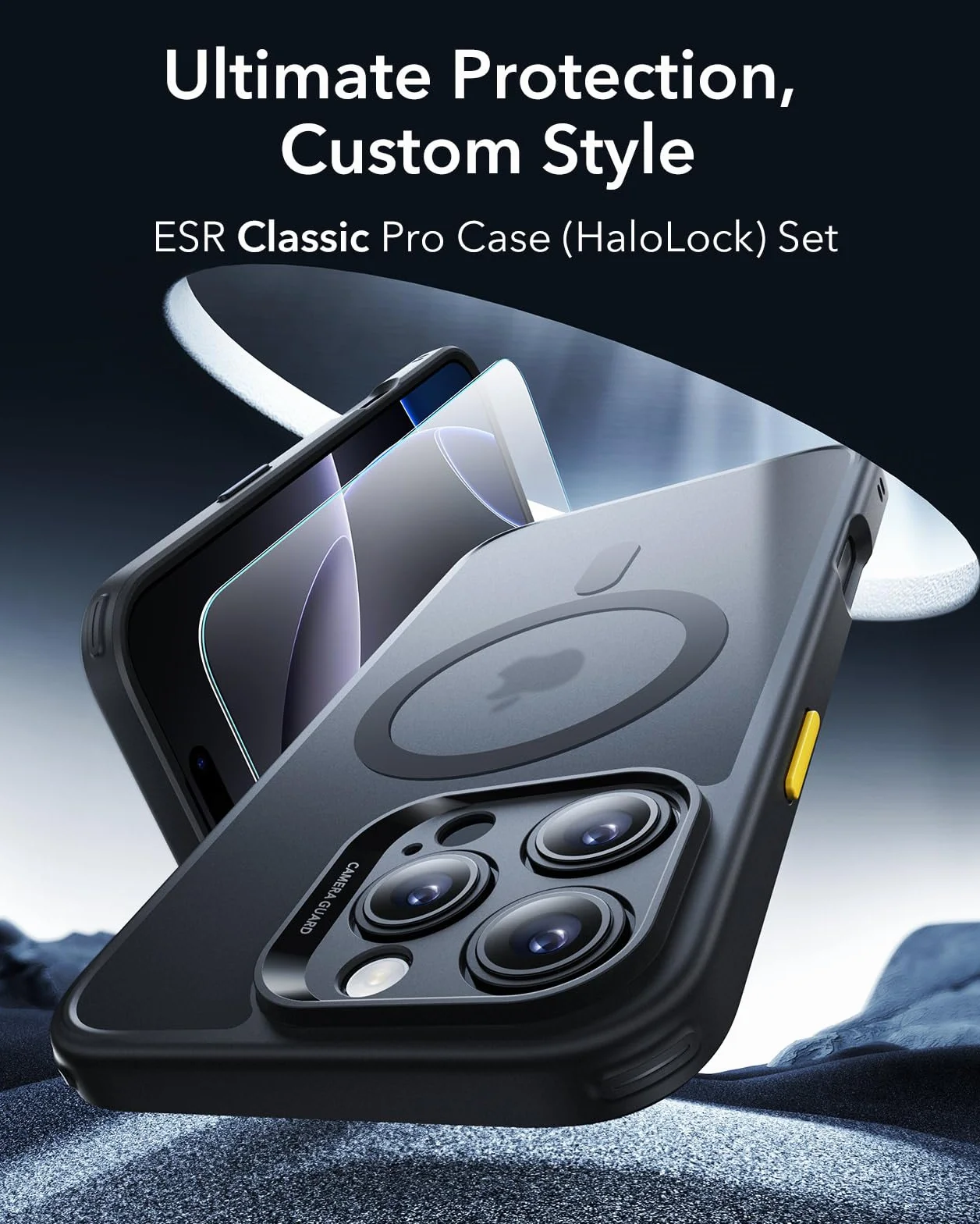 ESR Etui do iPhone 16 Pro półprzezroczyste matowe MagSafe ochrona klasy wojskowej czarne