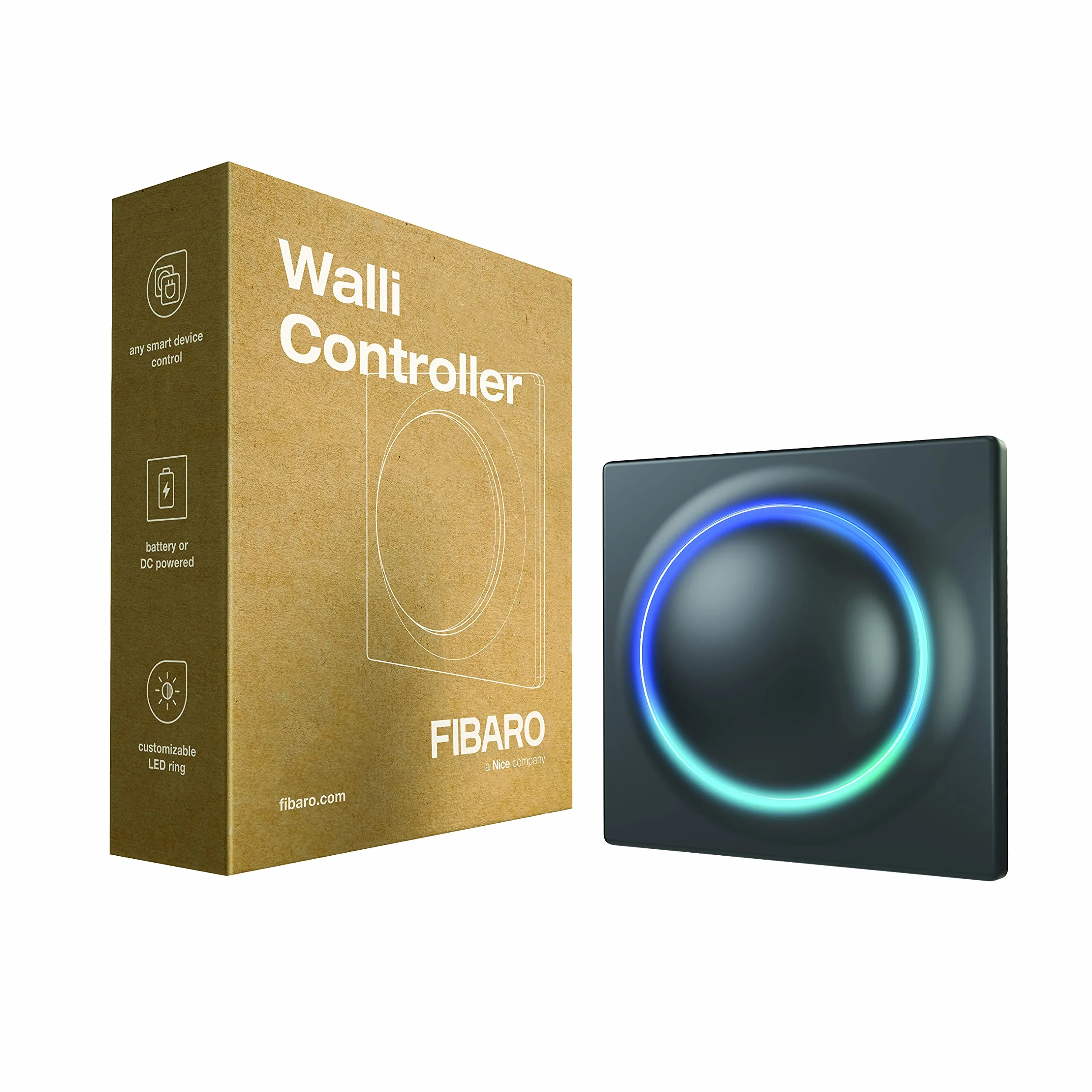 FIBARO Walli FGWCEU-201-8 kontroler Z-Wave Plus, natynkowy pilot zdalnego sterowania, antracyt, FGWCEU-201-8