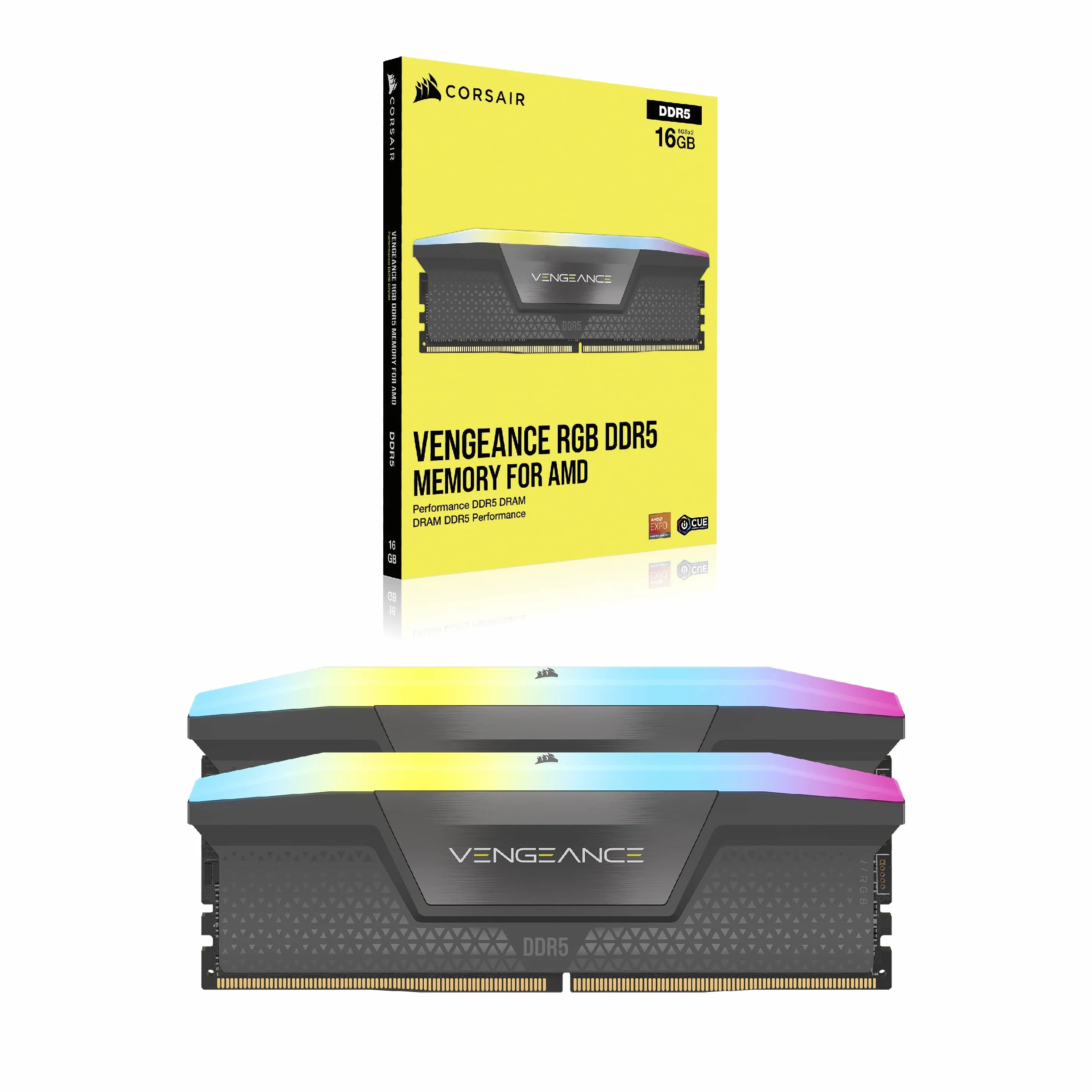 CORSAIR VENGEANCE RGB DDR5 32GB (2x16GB) 6000MHz CL36 AMD EXPO Pamięć Komputerowa iCUE Szary