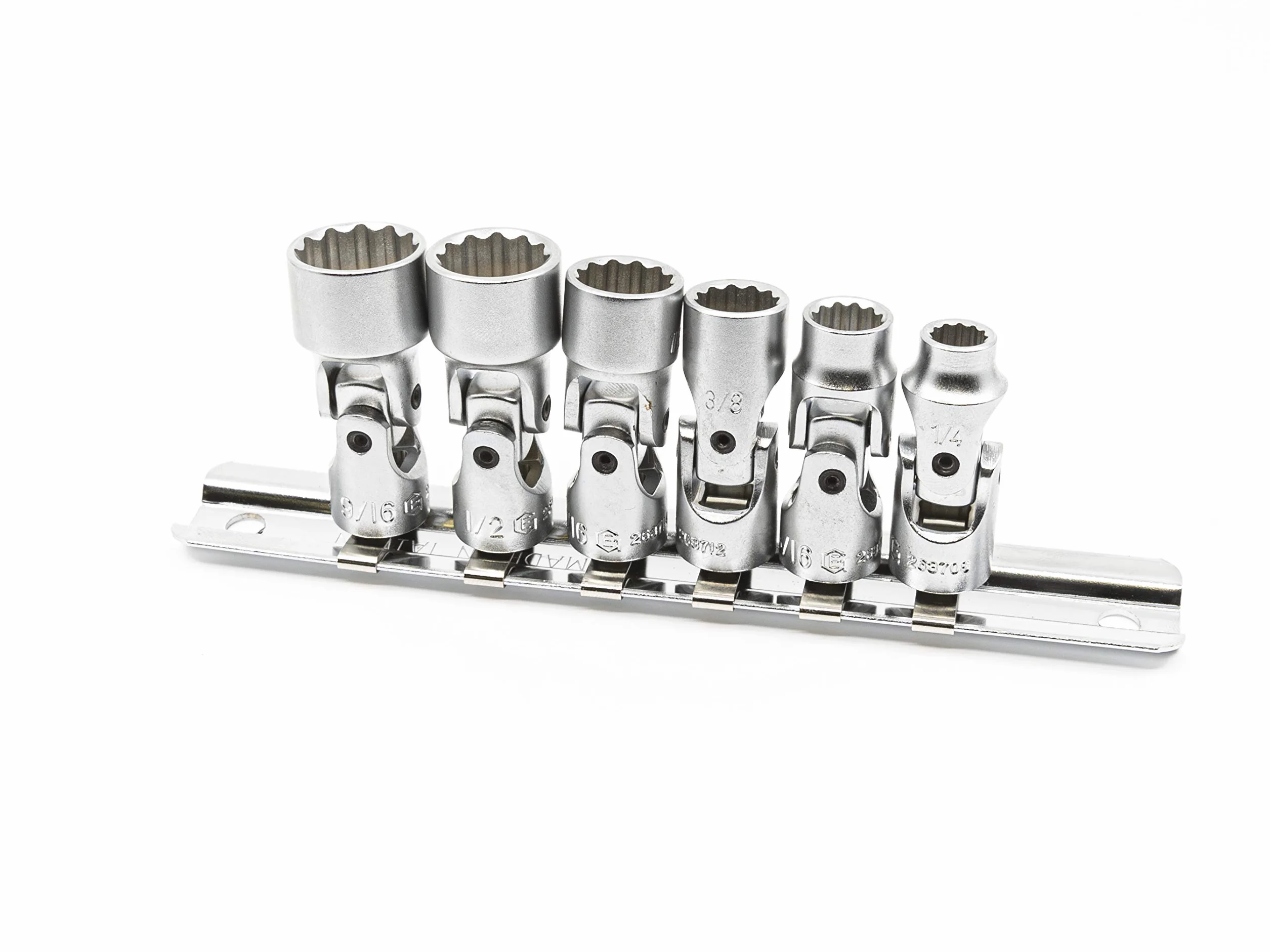 Genius Tools 6-częściowy uniwersalny zestaw nasadek ręcznych 1/4" Drive SAE (12-punktowy), matowe wykończenie - US-206S