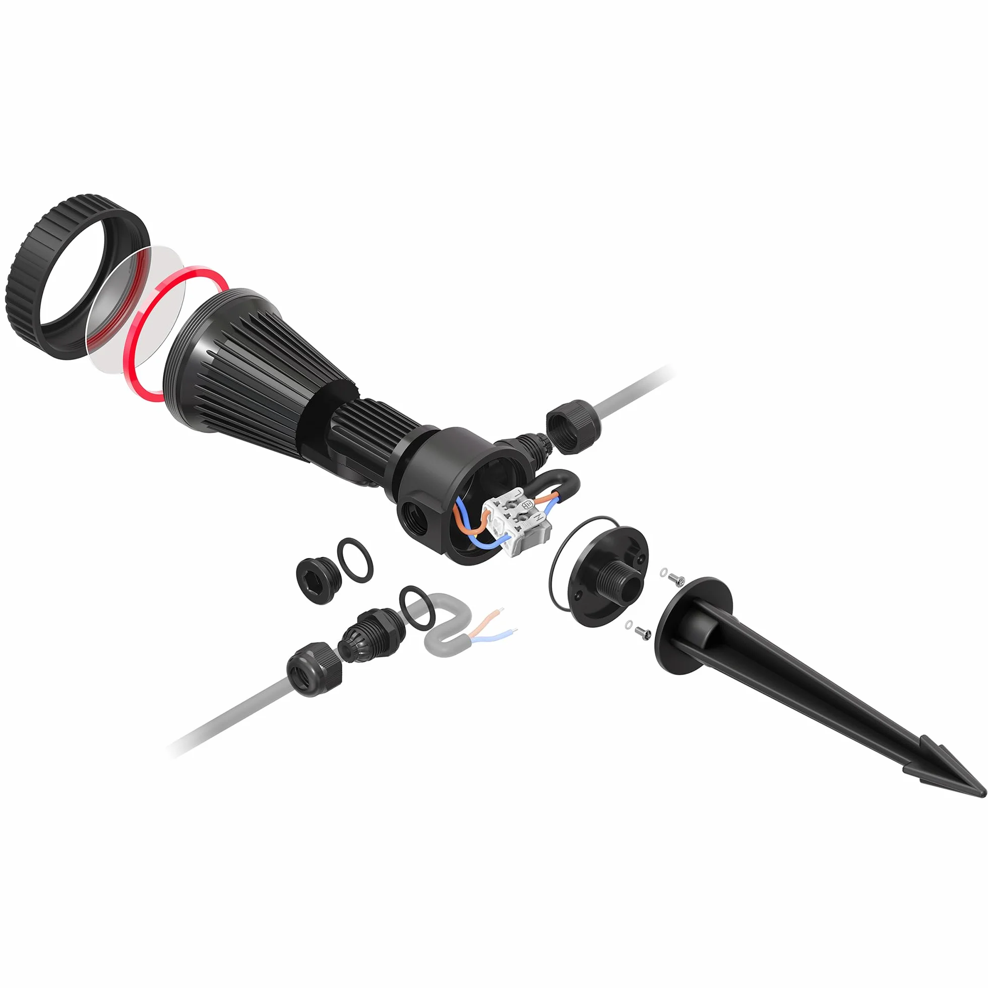 ledscom.de Zestaw 10 reflektorów ogrodowych z kolcem uziemiającym PIRK z wtyczką Schuko do użytku na zewnątrz, czarny, w tym GU10 LED (ciepła biel, 7,6 W każdy, 1103 lm, 33°)
