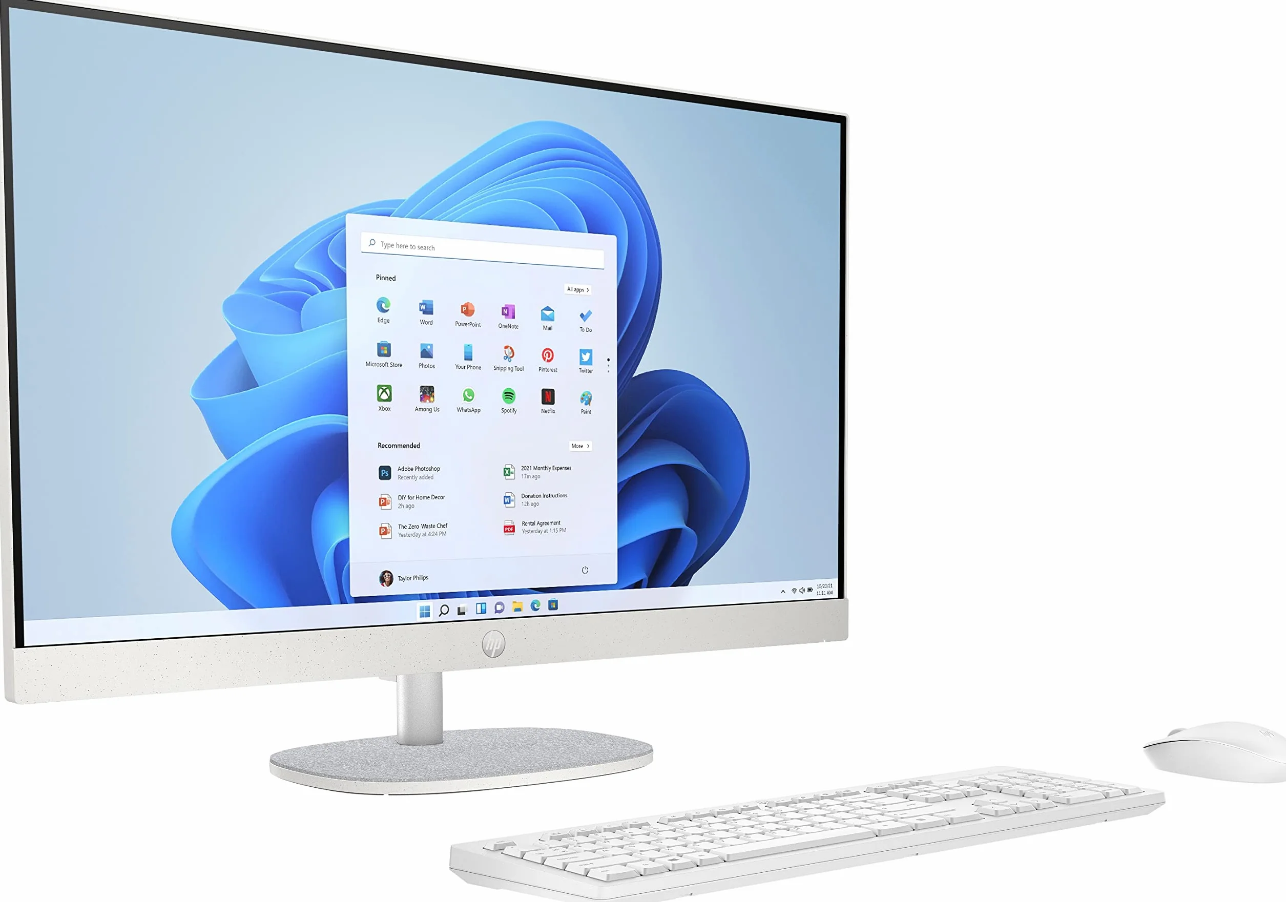 HP 27-cr0008ss - 27-calowy komputer Full HD z bezprzewodową kamerą, klawiaturą i myszą (AMD Ryzen 5 7520U, 16 GB RAM, 512 SSD, AMD Radeon Graphics, bez systemu operacyjnego) biały - klawiatura QWERTY