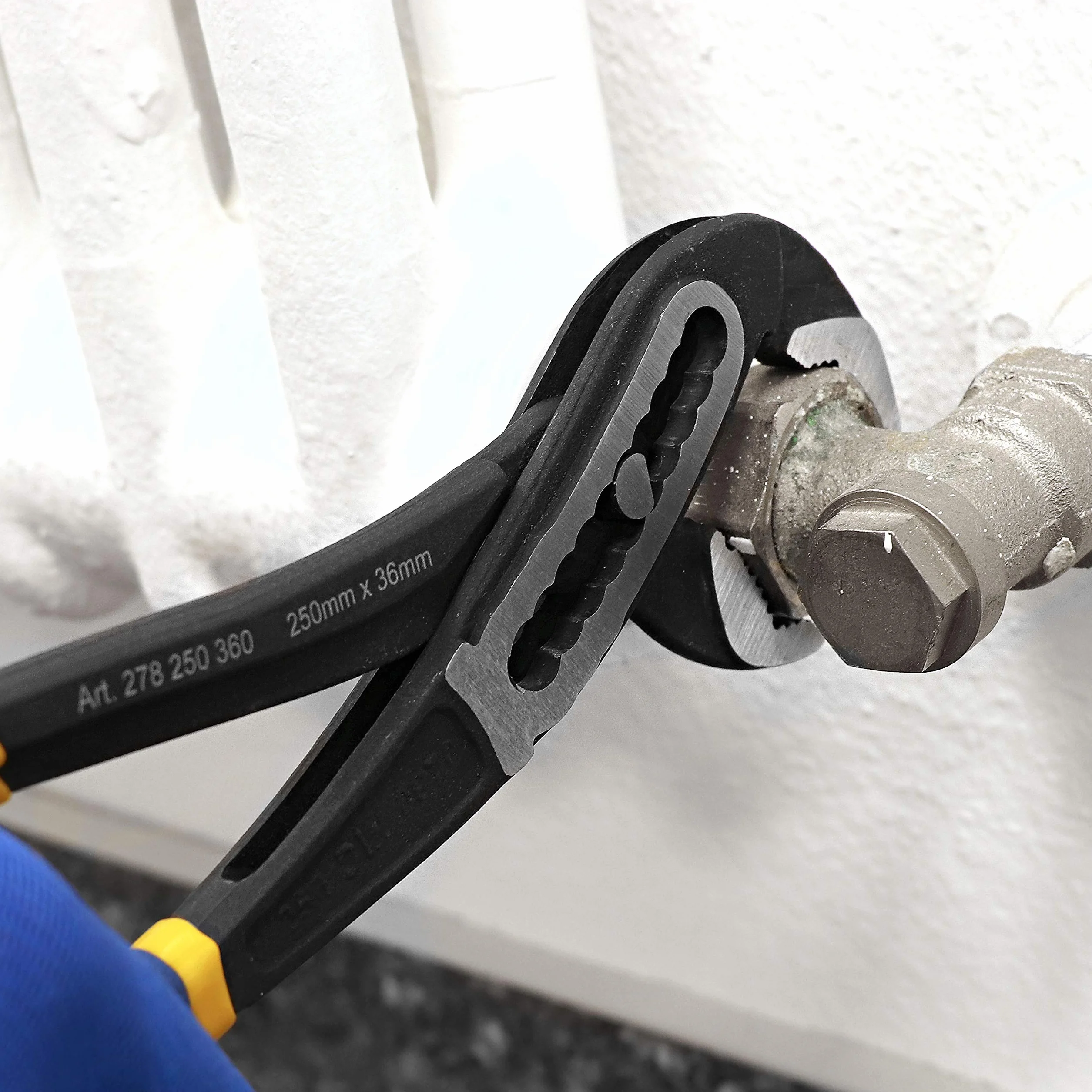 S&R Szczypce do pomp wodnych, klucz do rur 250 mm – stal CR-V, szerokość otworu 55 mm, podwójnie powlekane, bezpieczne uchwyty