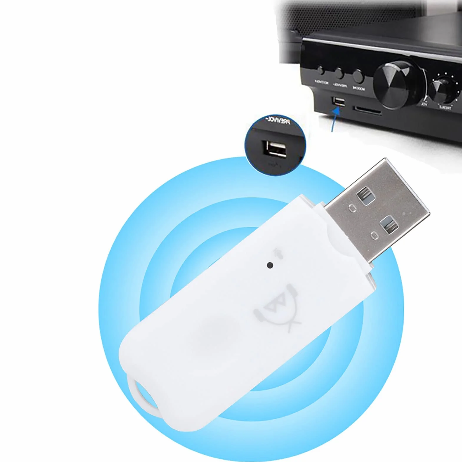 ASHATA Mini USB odbiornik Bluetooth Audio A2DP Music Adapter bezprzewodowy do samochodu AUX telefon komórkowy, adapter bezprzewodowy USB Bluetooth Obsługa odbiornika audio Bluetooth A2DP V1.2