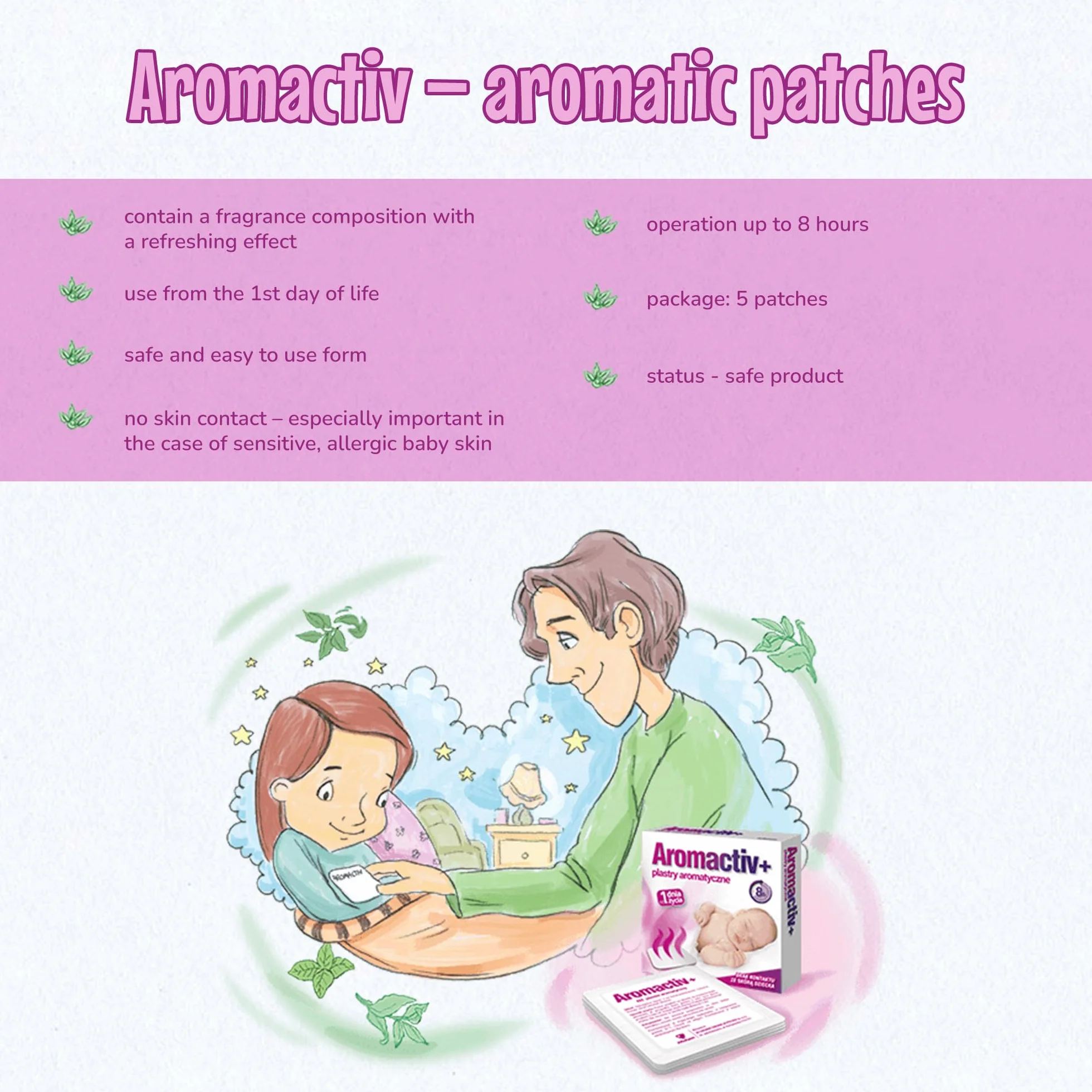 Plastry aromatyczne - 5 łatek - taśma klejąca zawiera olejki eteryczne, które działają antyseptycznie, oczyszcza "duszny nos" (przywraca patencję na nos), ułatwiają oddychanie.