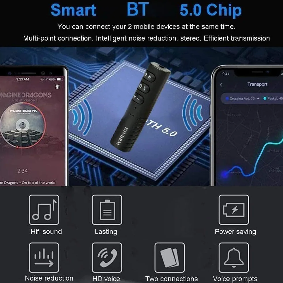 Adapter odbiornika Bluetooth 5.0 3,5 mm do samochodu Aux Audio Słuchawki Zestaw głośnomówiący A2dp