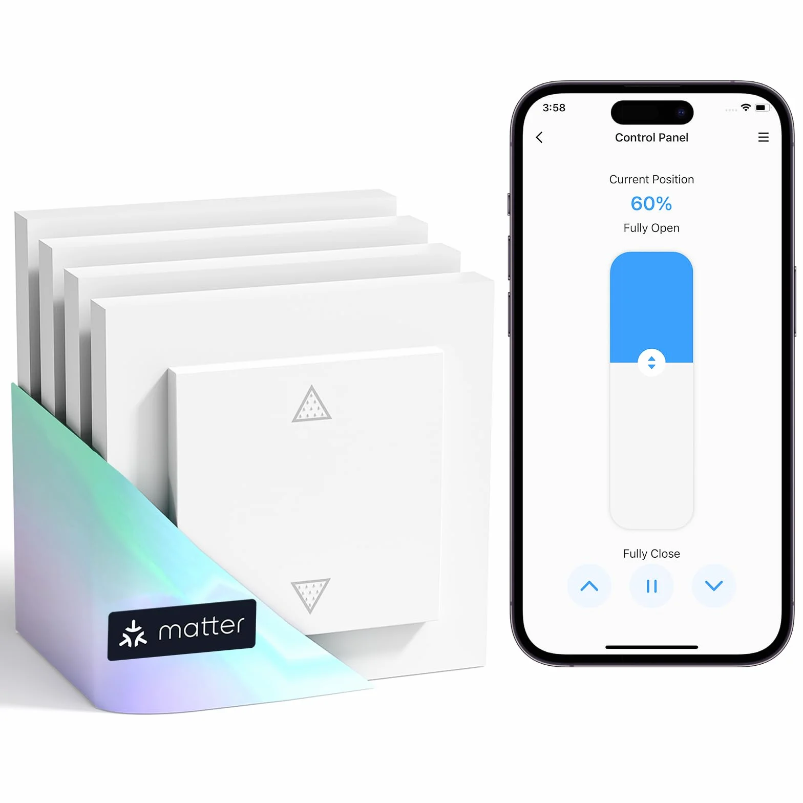 Meross Matter Wlan przełącznik rolet Smart (wymagany kabel), kompatybilny z Apple HomeKit, Alexa, Google Home i Home Assistant, sterowanie roletą Smart Home, 4 sztuki