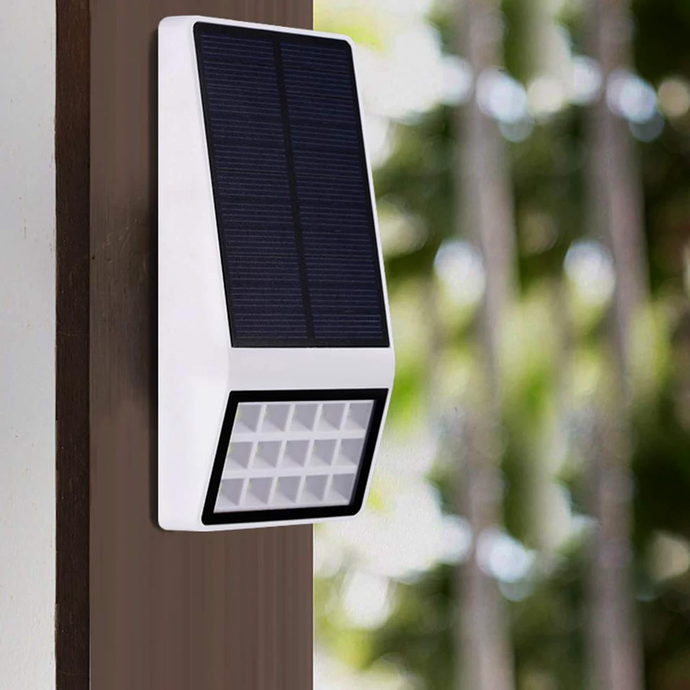 Solarna lampa zewnętrzna Led Solar Wall Light Wodoodporny Dekoracyjna lampa ogrodowa do ogrodzenia, garażu, drzwi 3 tryby Biały 1 opakowanie (biały 2 szt.)