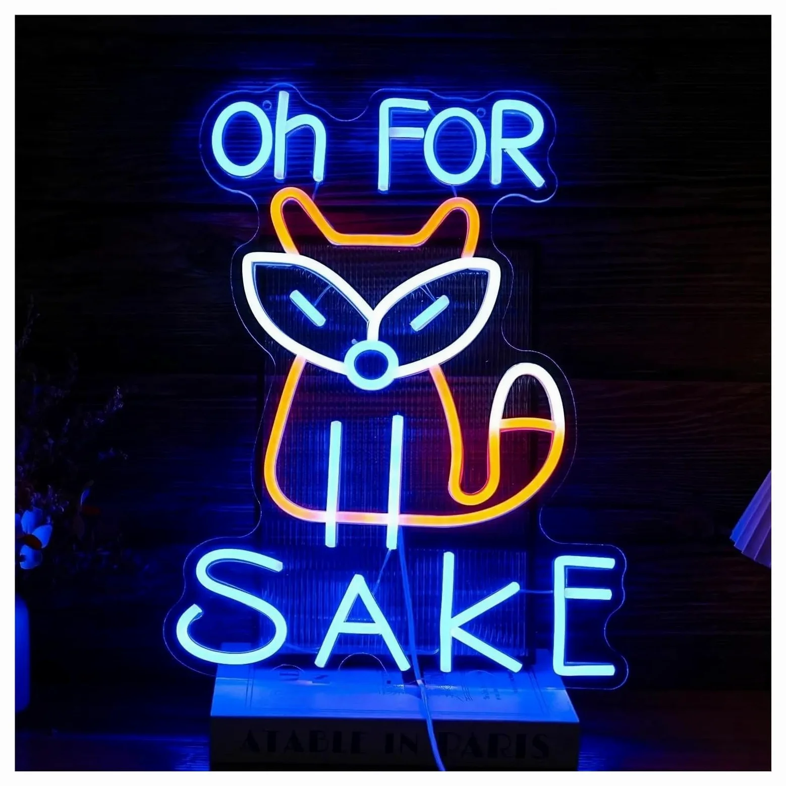 Wiszące neony artystyczne Neon Oh For Fox Sake Neon Możliwość Przyciemniania Światło LED Do Dekoracji Ściennych Zasilany Przez USB Do Sypialni Tematyczne Spotkania 30cm×37.5cm
