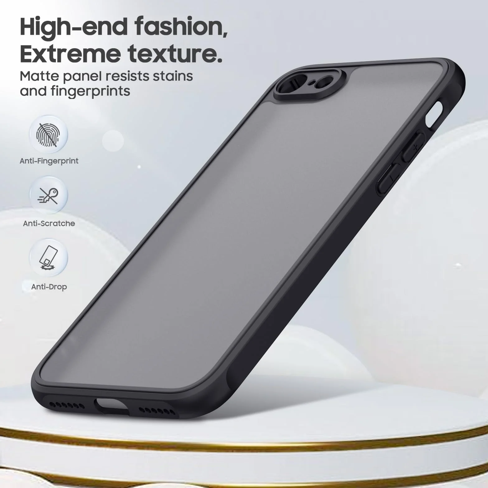 Mugust Matowe etui do iPhone SE 3/2 (model 2022/2020), iPhone 8/7, etui na telefon komórkowy, matowa, przezroczysta tylna strona etui ochronne do iPhone 8/7/SE (czarne)