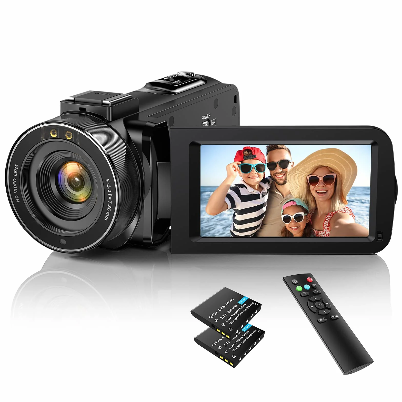 Kamera wideo Camcorder 1080P 30FPS 36MP Vlogging Kamera Recorder do YouTube, cyfrowa kamera wideo z noktowizorem IR, 3.0'' ekran IPS, zoom cyfrowy x16, cyfrowa kamera z pilotem zdalnego sterowania, 2