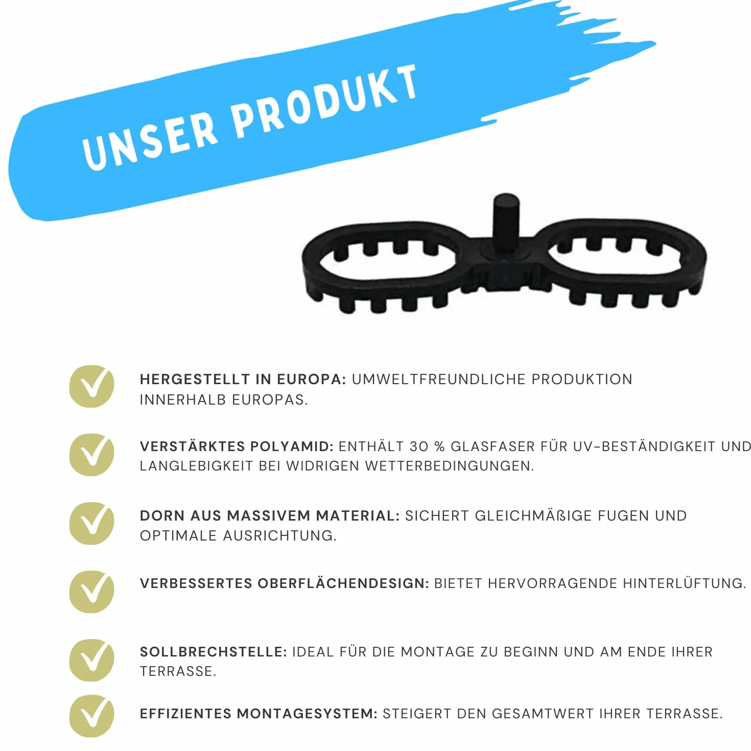 ISTA® 100 sztuk wsporników dystansowych 4 i 7 mm do desek tarasowych – rowkowane dla optymalnego drenażu