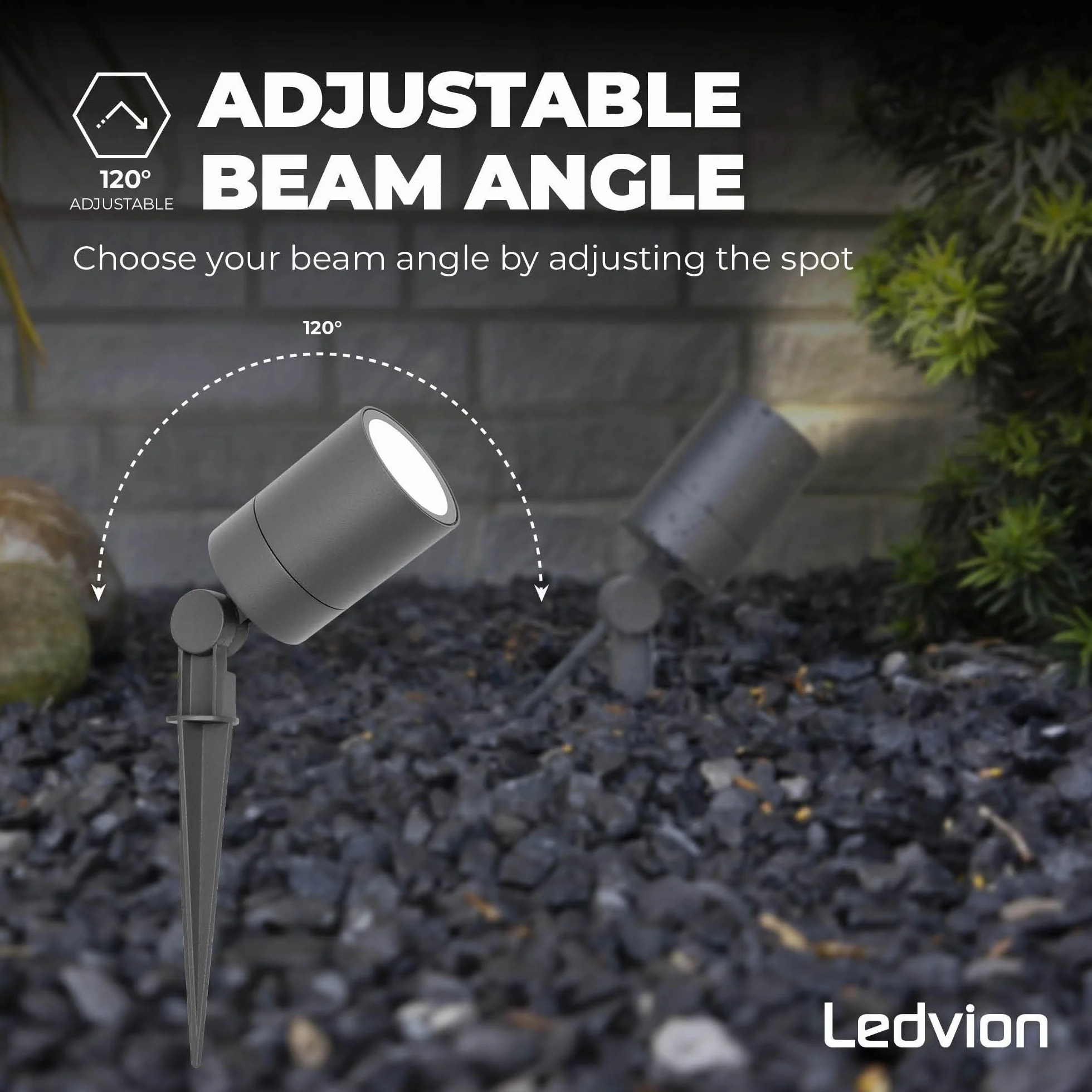 Ledvion Reflektory LED do ogrodu, aluminium anttracite, IP65, złącze GU10, 1 metr kablowy, reflektor LED, do użytku na zewnątrz