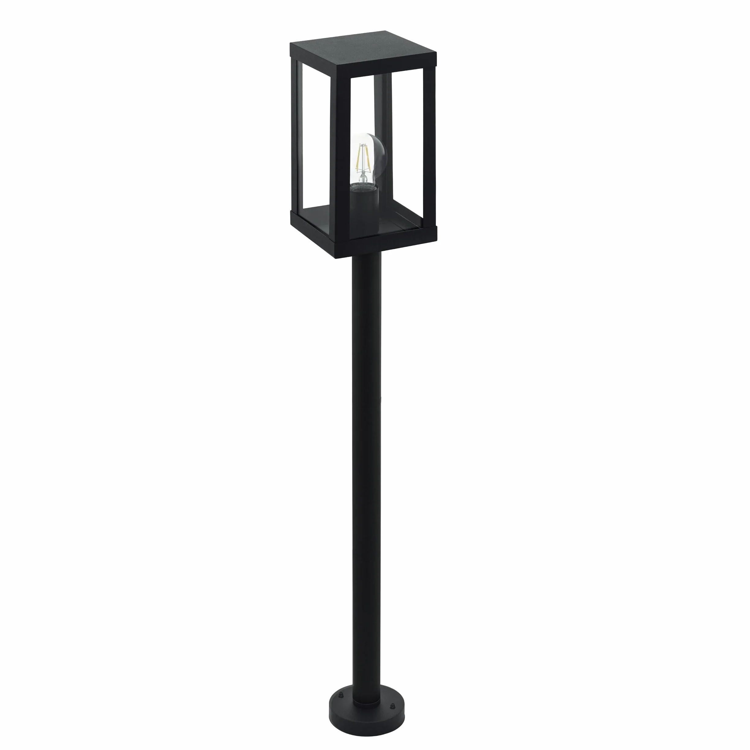 EGLO Lampa stojąca zewnętrzna Alamonte 1, 1-punktowa lampa zewnętrzna, lampa stojąca ze stali ocynkowanej, kolor: czarny, szkło: przezroczyste, oprawa