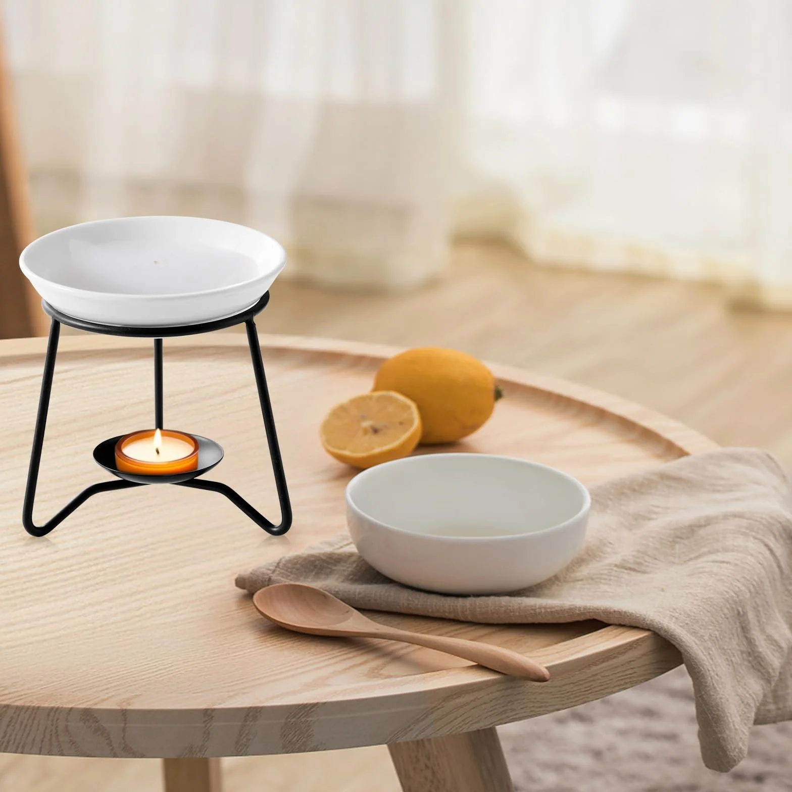 WD&CD Palnik olejków eterycznych do topienia wosku, ceramiczne palniki olejowe różne podgrzewacze wosku uchwyt do aromaterapii świeca dyfuzor zapachowy dekoracja domu, sypialni, czarny