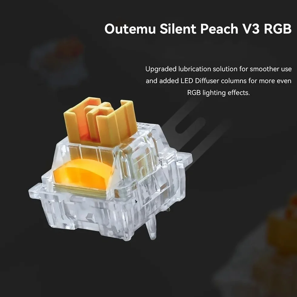 Outemu Silent Peach V3 RGB Switch, Transparent Pre-Lubed Silent Linear Switch for Custom Mechanical Keyboard(110PCS)