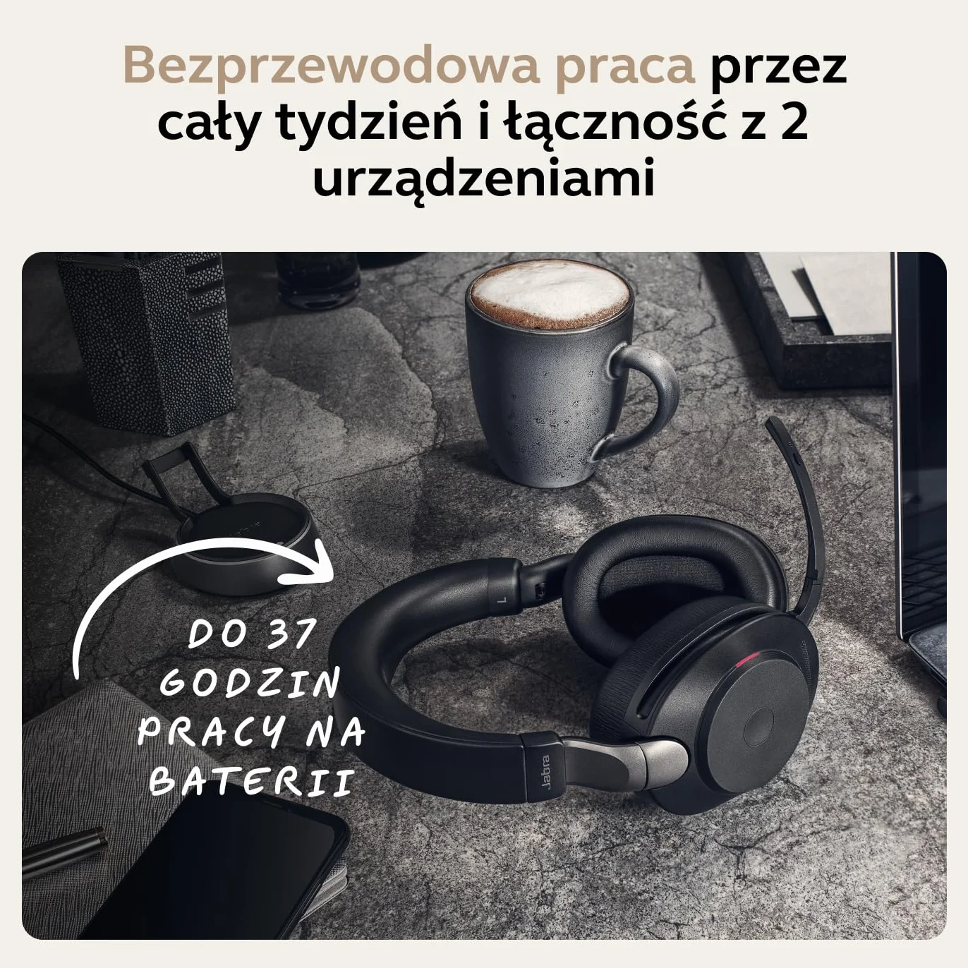 Jabra Evolve2 85 Bezprzewodowy zestaw słuchawkowy z redukcją szumów stereo Microsoft Teams