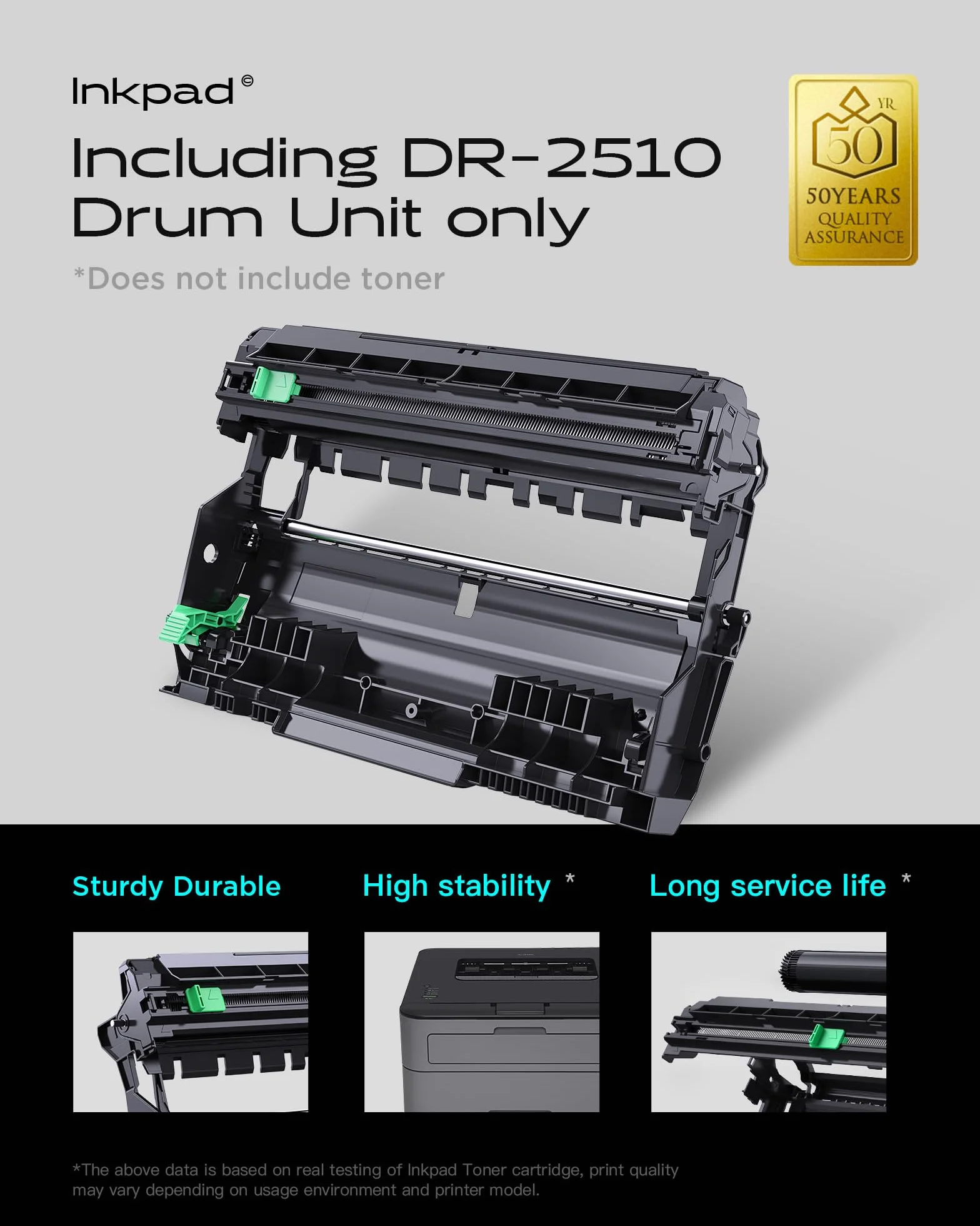 iNKPAD DR2510 jednostka bębna kompatybilna z Brother TN2510 TN2510XL do HL-L2400DW HL-L2445DW DCP-L2660DW DCP-2620DW MFC-L2800DW MFC-L2860DW