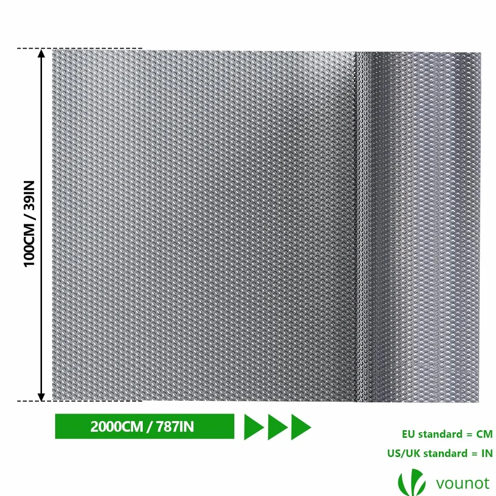 VOUNOT Izolacja Termiczna z Folii Aluminiowanej z Bąbelkami Dwustronnie 3 mm Odporna do Reflektora Chłodnicy Ciepła i Ochrony Przed Zimnem, Idealna do Okna, Samochodu, Chłodnicy 1 x 20M