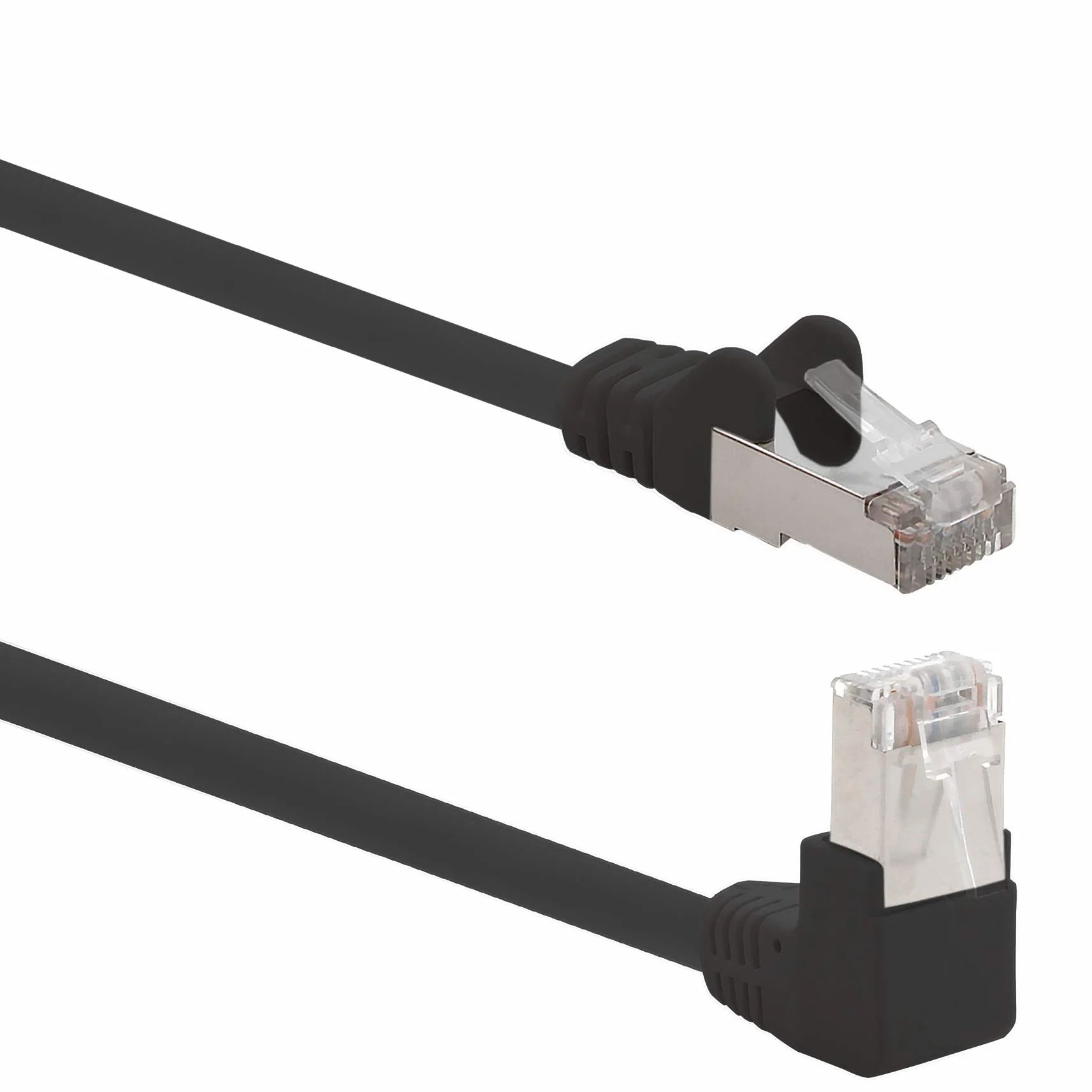 1aTTack.de 366167 Kabel sieciowy Cat.6 kąt 90 stopni 1m - czarny - 1 szt. - Kabel krosowy Cat6 (SFTP PIMF) 1000Mbit/s Złącze Rj 45-1 x 1m metr czarny