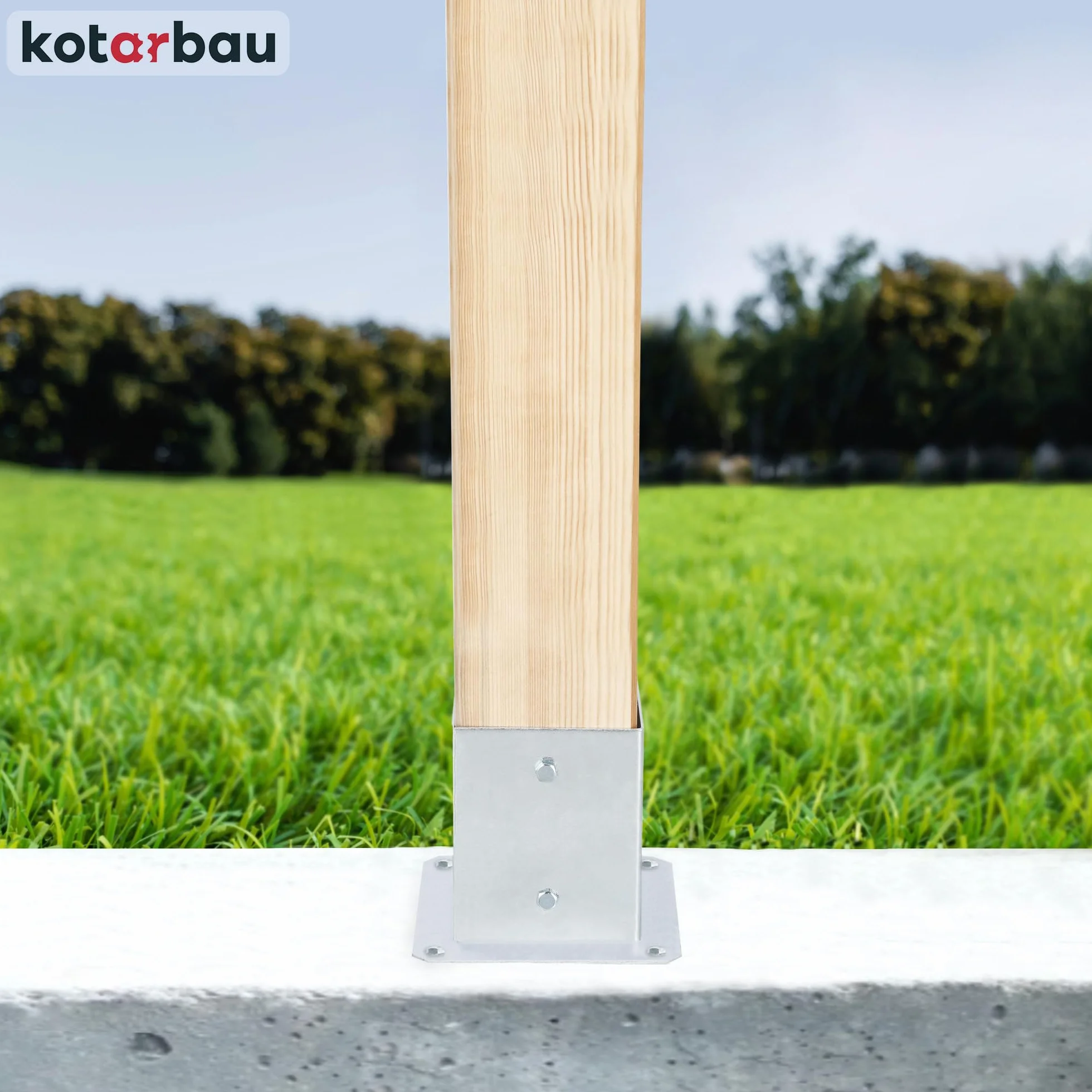 KOTARBAU® Podstawa Słupa Drewnianego Przykręcana - 50 x 50 mm - Kotwa do Ogrodzeń - Wspornik do Słupka do Wiaty Altany