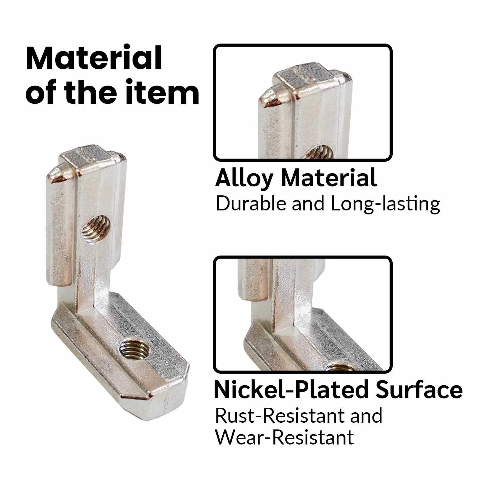 10 sztuk łączników z profilem aluminiowym 30 x 30, 90° w kształcie litery L, złączki narożne ze stopu cynku, niklowane, zgodne z normą UE, profil aluminiowy, łącznie z 20 śrubami, stabilne i