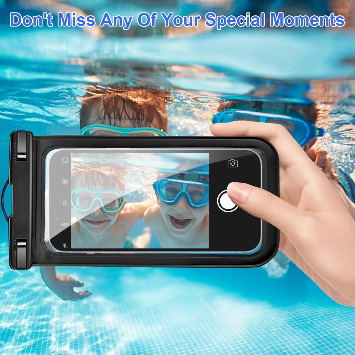 Wodoszczelne etui na telefon komórkowy 6,8 cala IPX8 do iPhone 14 13 12 11 Pro Max Samsung S22 S21 Huawei czarne 2 sztuki