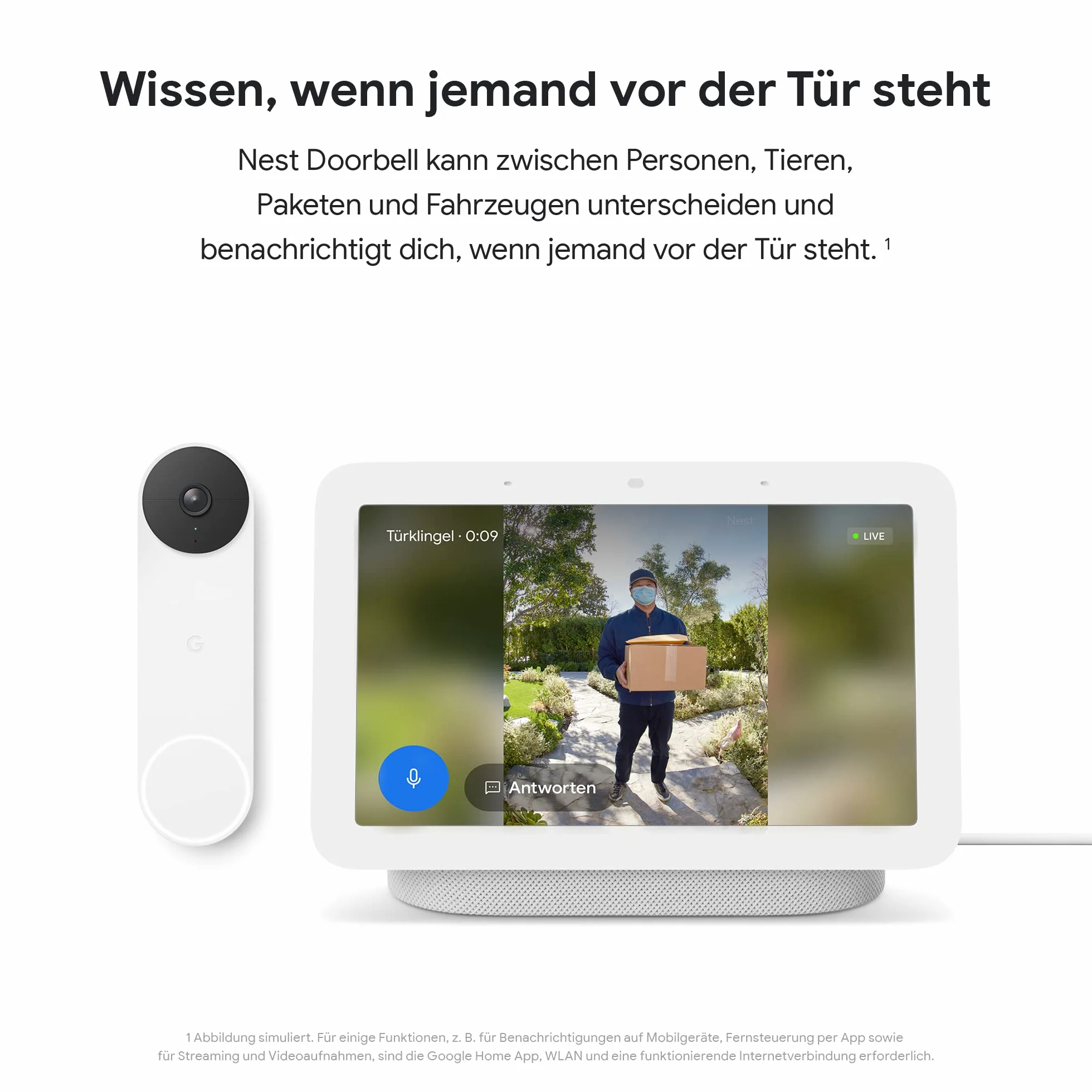 Google Nest Doorbell GWX3T dzwonek do drzwi wideo zasilany akumulatorem Biały