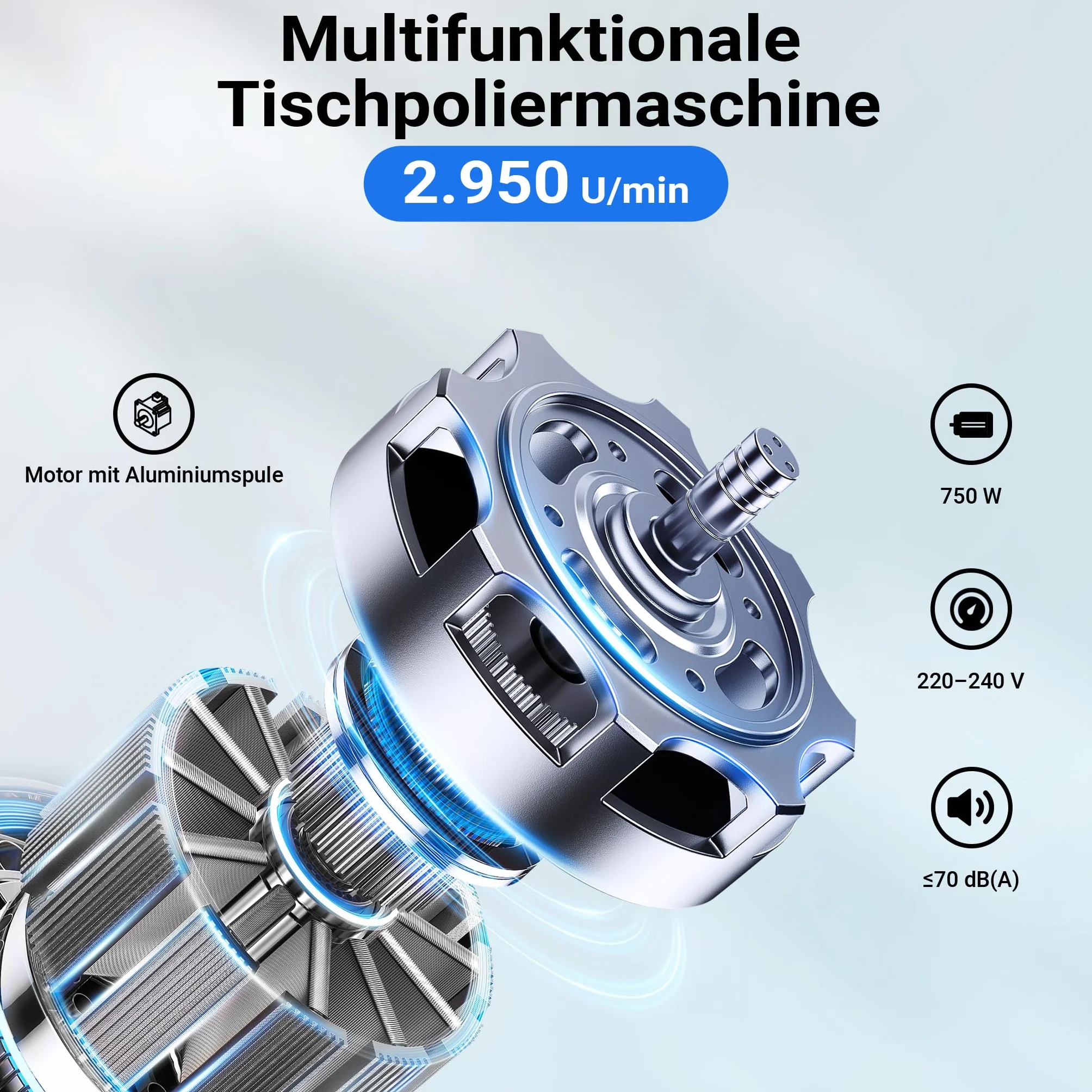 Wiltec Polerka 750 W Ø 200 mm 2950 U/min elektryczna żeliwna