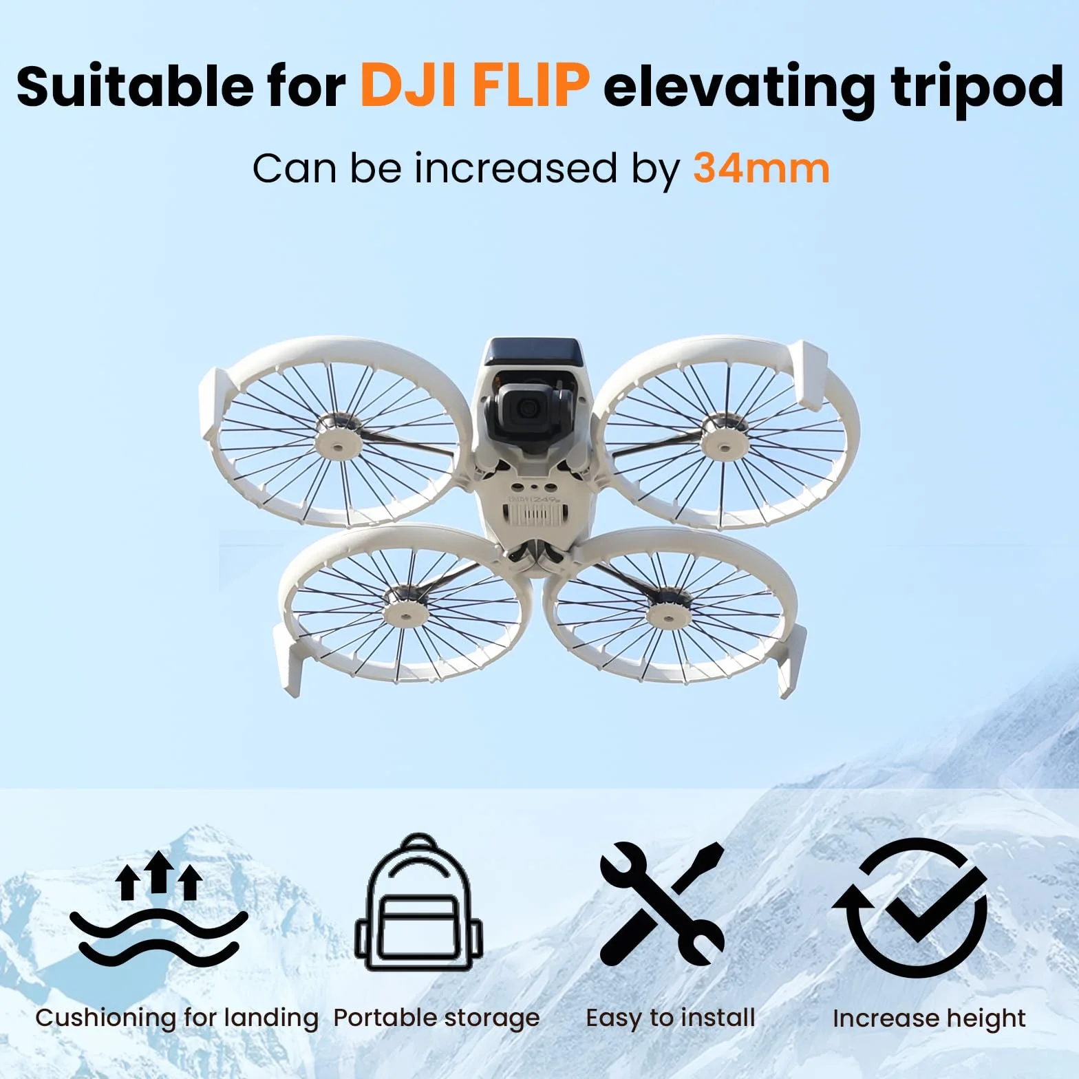 2 Sztuki Podwozia do DJI Flip - Stelaż do Lądowania, Akcesoria do Drona, Tylny Uchwyt, Podwyższanie Wysokości, Ochrona Gimbal, Noga Podporowa
