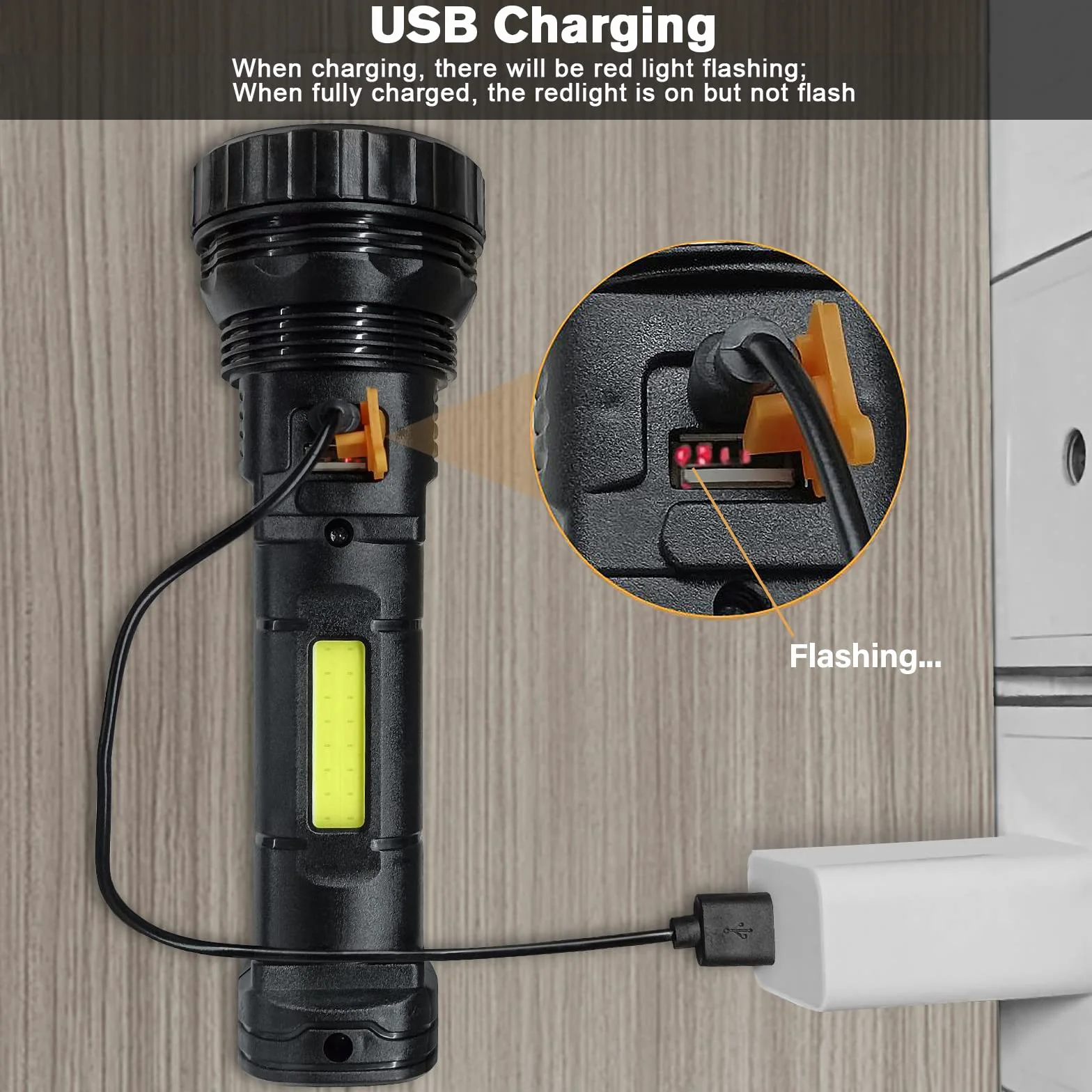 Latarka solarna LED, 1200 Mah, ładowalna, z ładowarką USB, IPX4, wodoodporna, 3 tryby światła, na kemping, wędrówki, w nagłych wypadkach