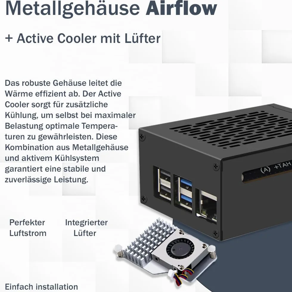 Raspberry Pi 5 16 GB zestaw metalowa obudowa Active Cooler M.2 NVMe SSD PCIe Board zasilacz USB-C 27 W karta SD Ultra 64 GB kabel micro HDMI 4K