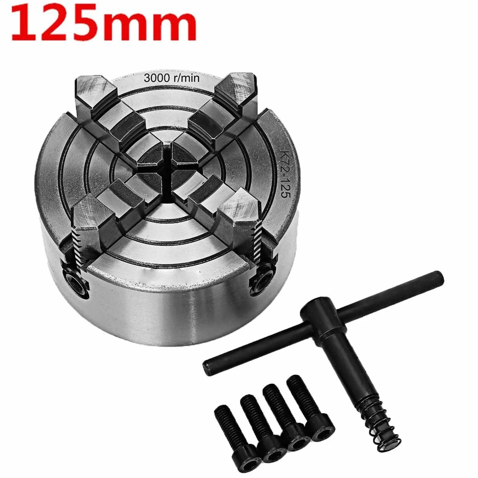 Uchwyt tokarski, 125mm Chuck 4 JAW 5 "Tokarka Niezależna i odwracalna szczęka Sanou k72125. Do CNC. Wiercenie Wiertnice(K72-125mm)