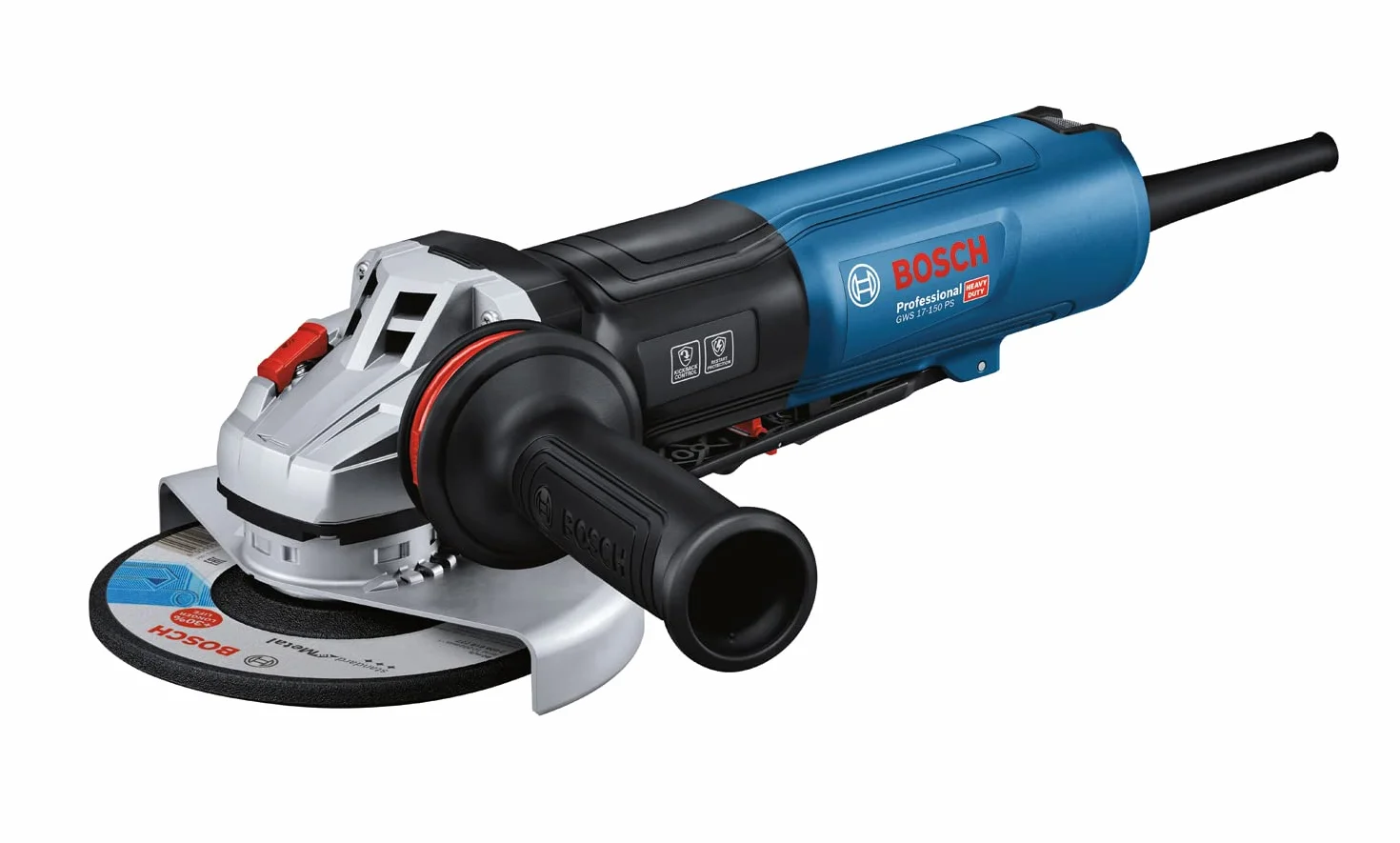 Bosch Professional Szlifierka kątowa GWS 17-150 PS (Ø tarczy 150 mm, moc 1 700 W, wąska rękojeść, wyłącznik czuwakowy „PROtection switch”, wstępny wybór prędkości obrotowej, filtr przeciwpyłowy)