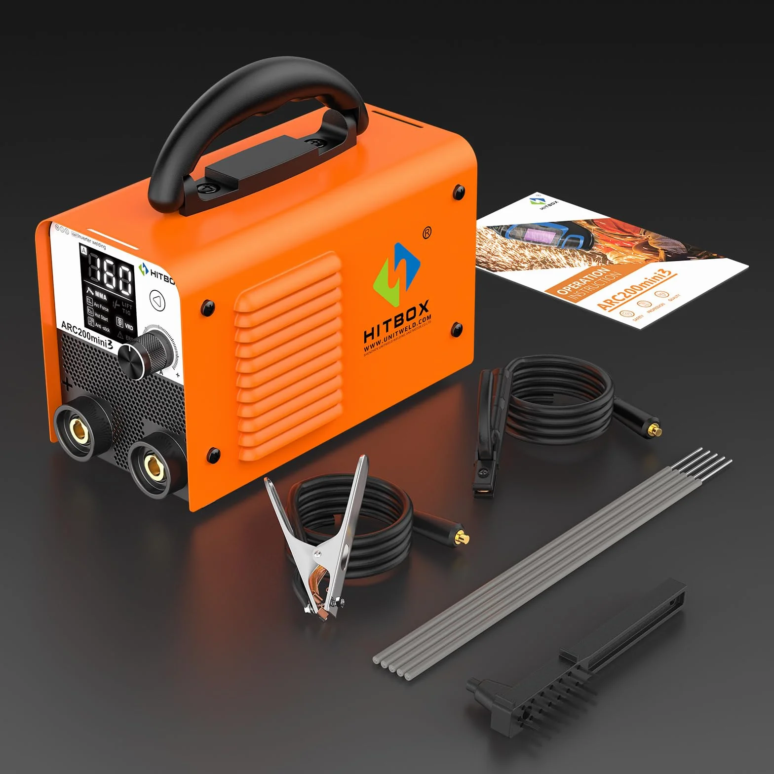 HITBOX Spawarka inwerterowa 2w1 Lift TIG/MMA ARC200mini3 IGBT Hot Start Arc Force Anti-Stick wyświetlacz LED