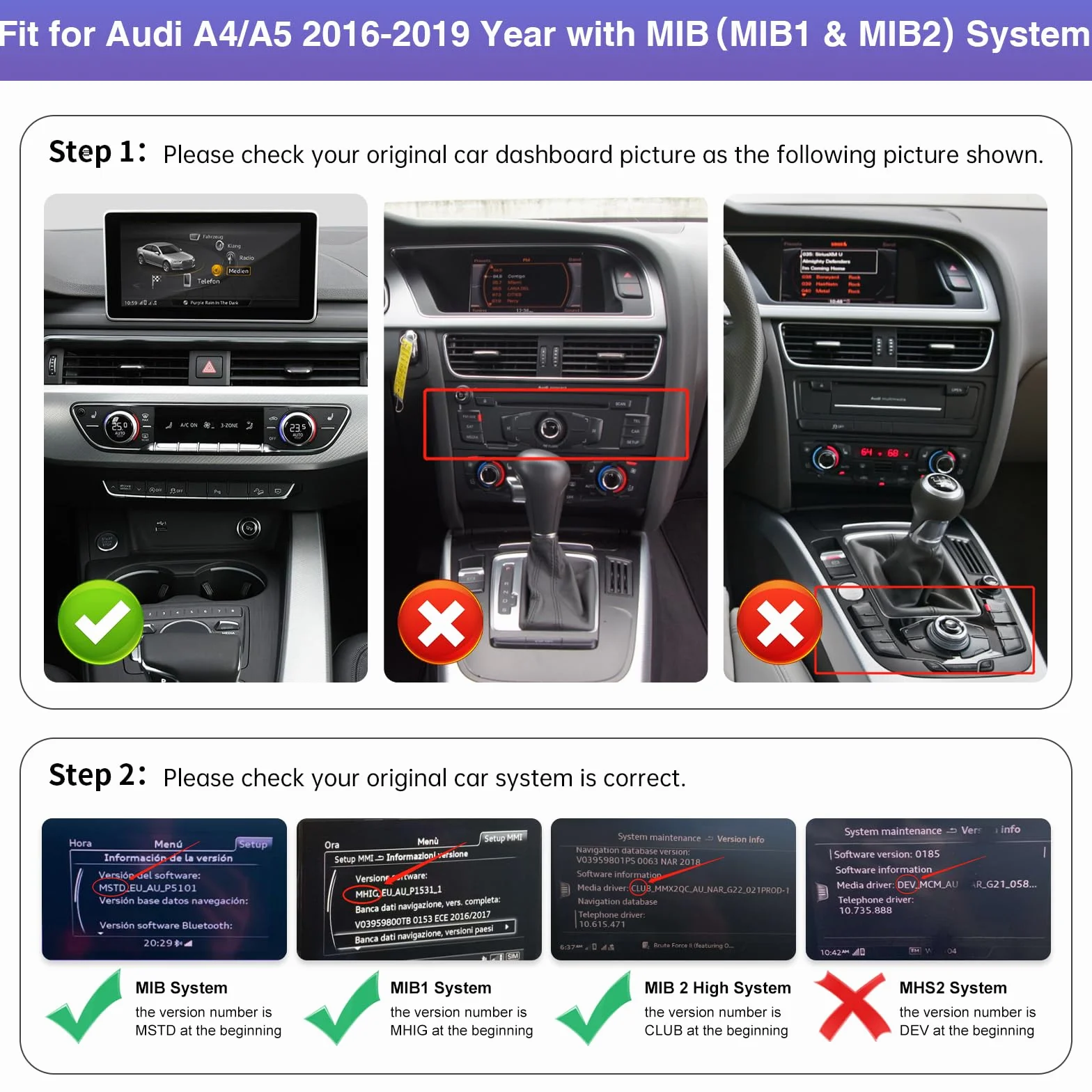 Road Top 12,3 cala Bezprzewodowy ekran dotykowy radia samochodowego CarPlay dla Audi A4/A5 2016-2019 MIB