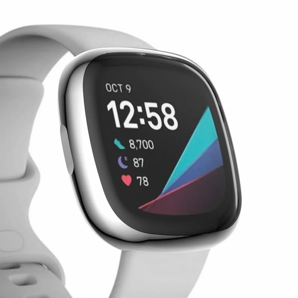 Etui Fitbit Versa 3/Sense folia ochronna silikon TPU srebrne
