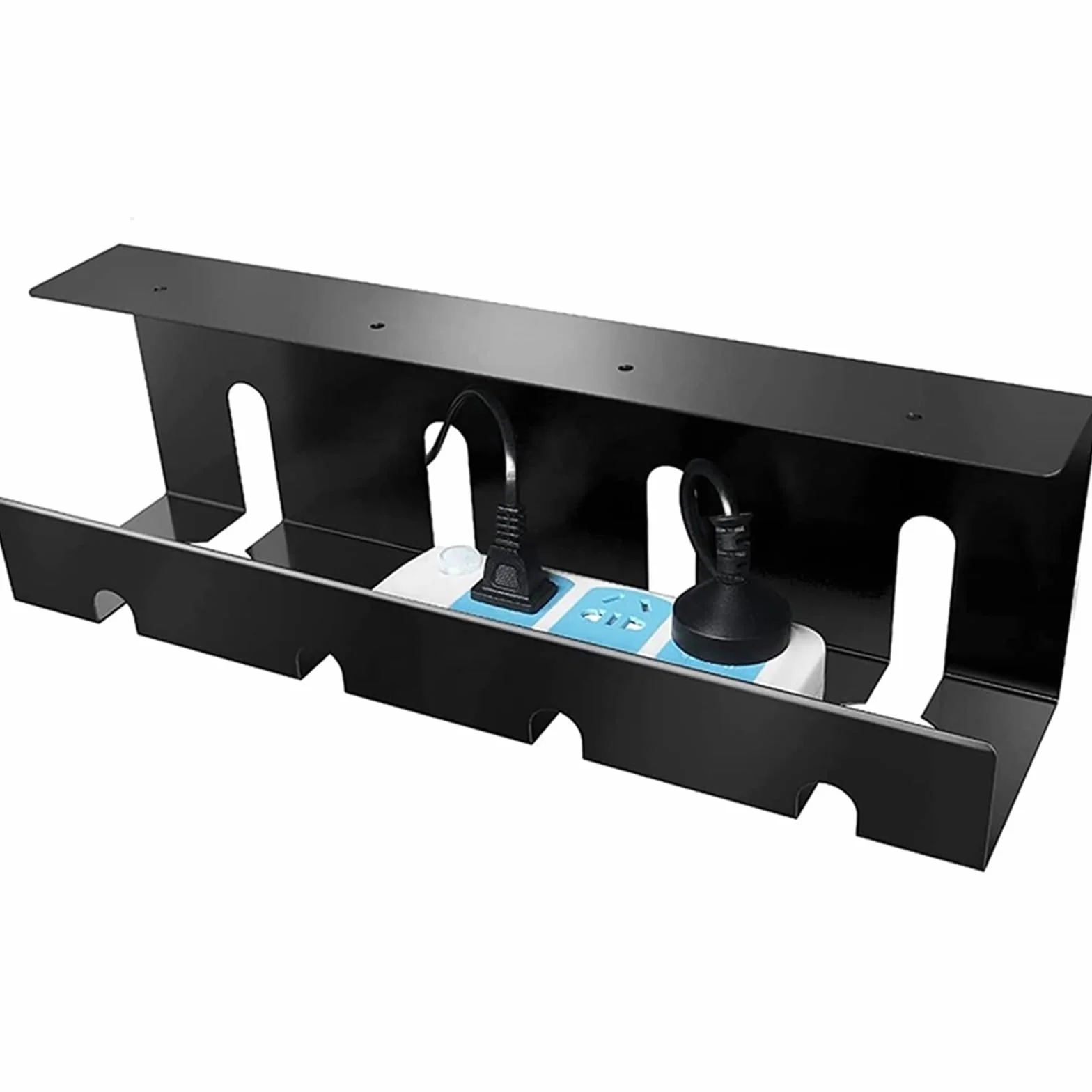 Korytko kablowe pod biurkiem Pod biurkiem Bez wiertarki Stalowa taca do zarządzania kablami Biały 2 szt. Czarny 1 szt(Black-1pc)