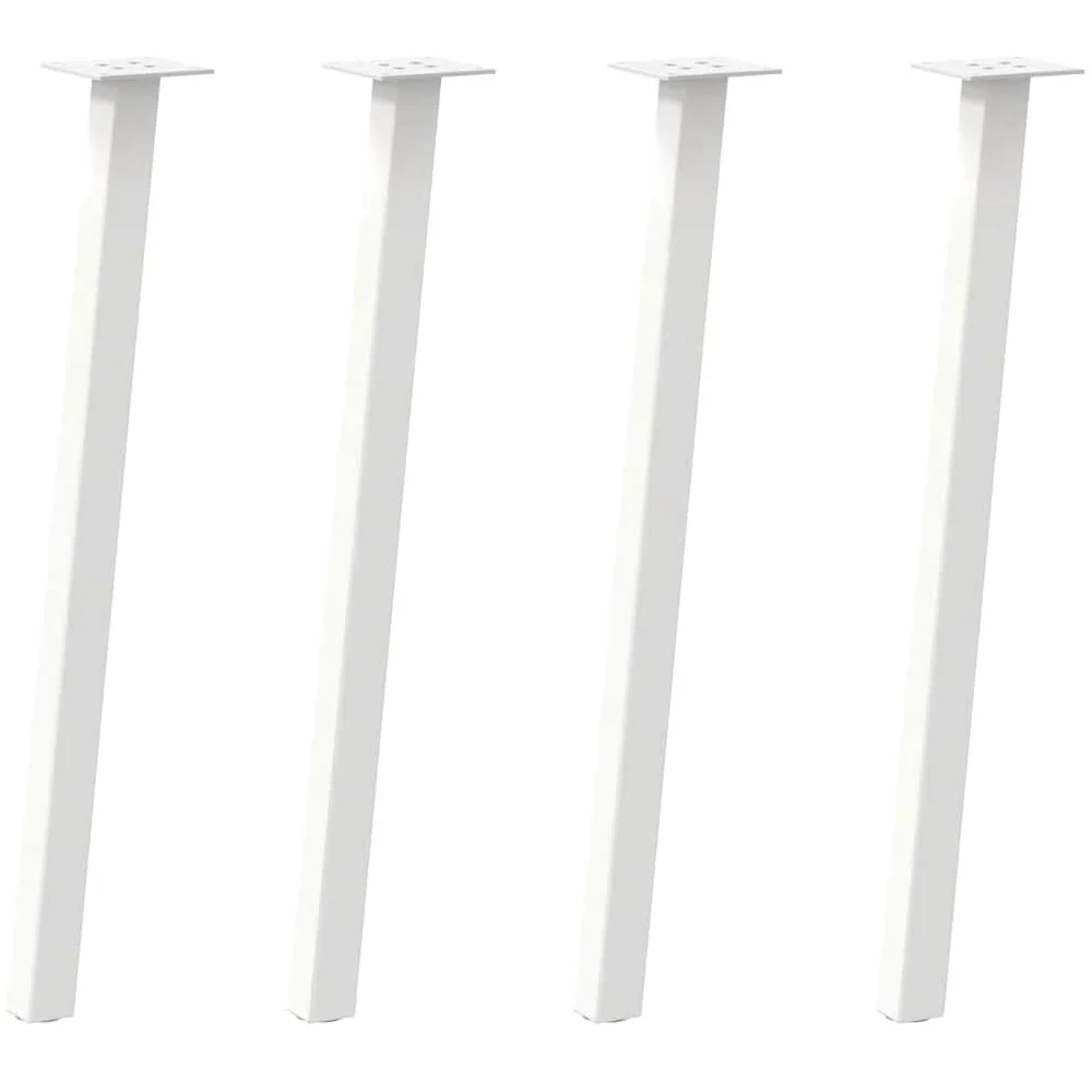 Nogi stołowe do konsoli 4 sztuki białe 72 cm stal | Malowane proszkowo, odporne na zarysowania gumowe podkładki, śruby w zestawie, wsporniki 100 x 100 mm