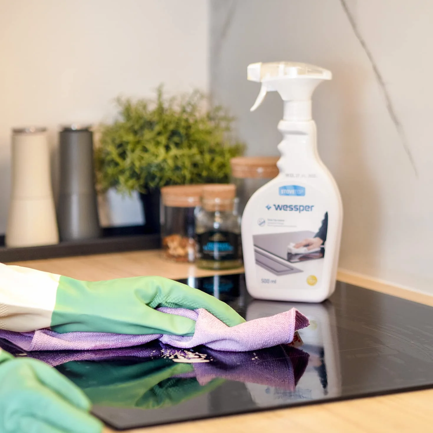 Wessper 2x Środek do Czyszczenia Płyt Indukcyjnych i Ceramicznych 500 ml | Szybko Usuwa Tłuste Zabrudzenia, Długotrwały Połysk