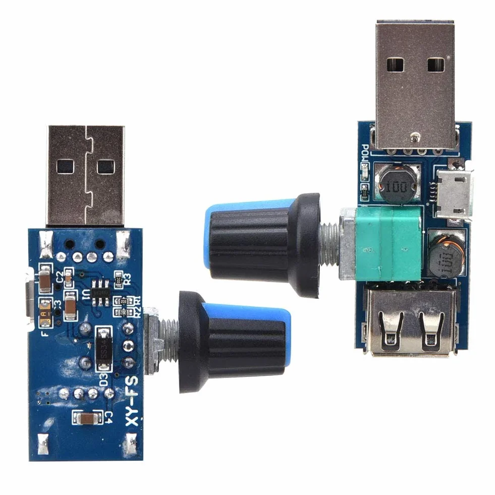 2 Sztuk 5V Wentylator Usb Bezstopniowy Regulator Prędkości Z Przełącznikiem Moduł Prędkości Regulator Prędkości Wyciszenie Chłodzenia Wielobiegowy Regulator Prędkości Wiatru Dla Domu Biurowego